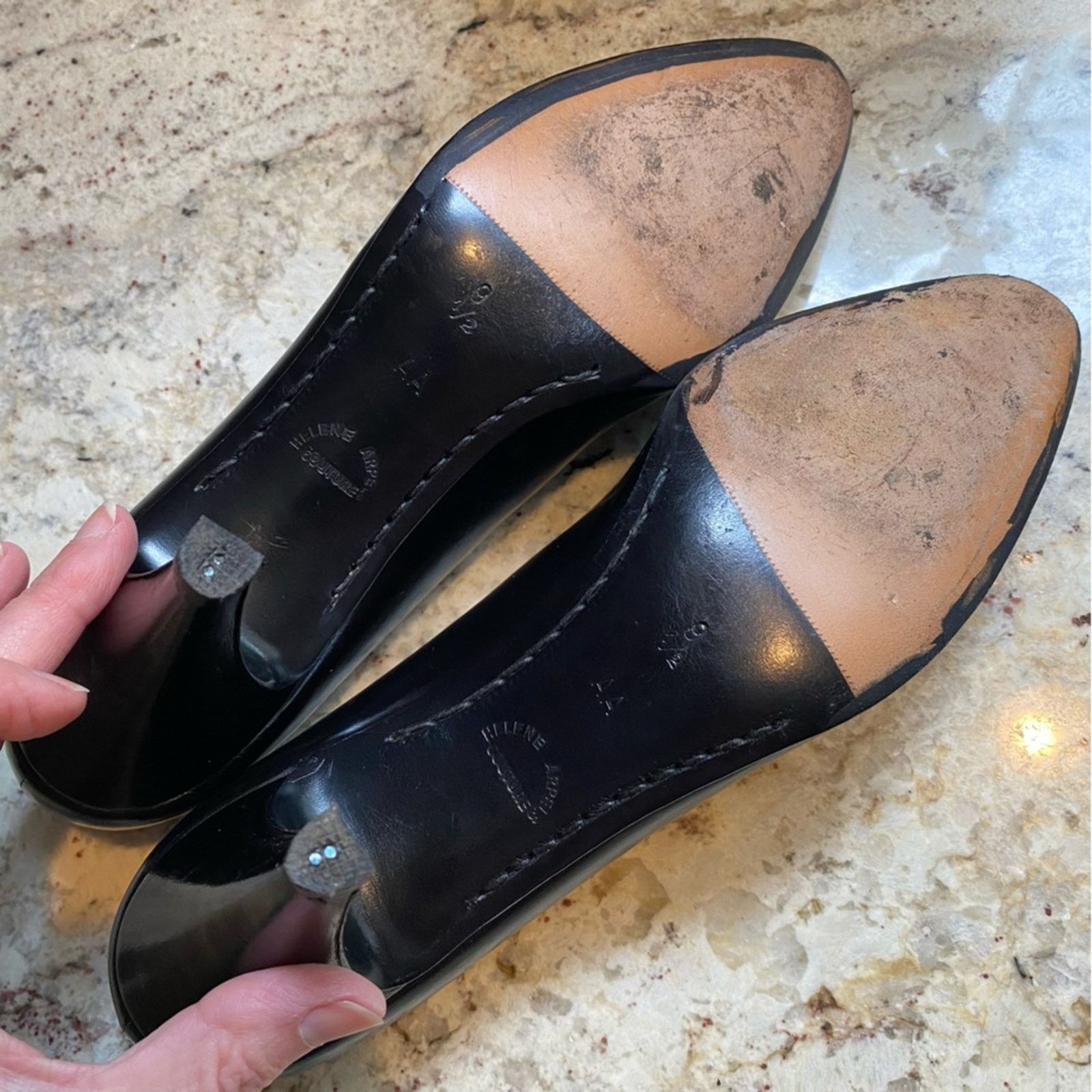 Helene Arpels Park Avenue Black Leather Pumps Italy 9.5 AA
