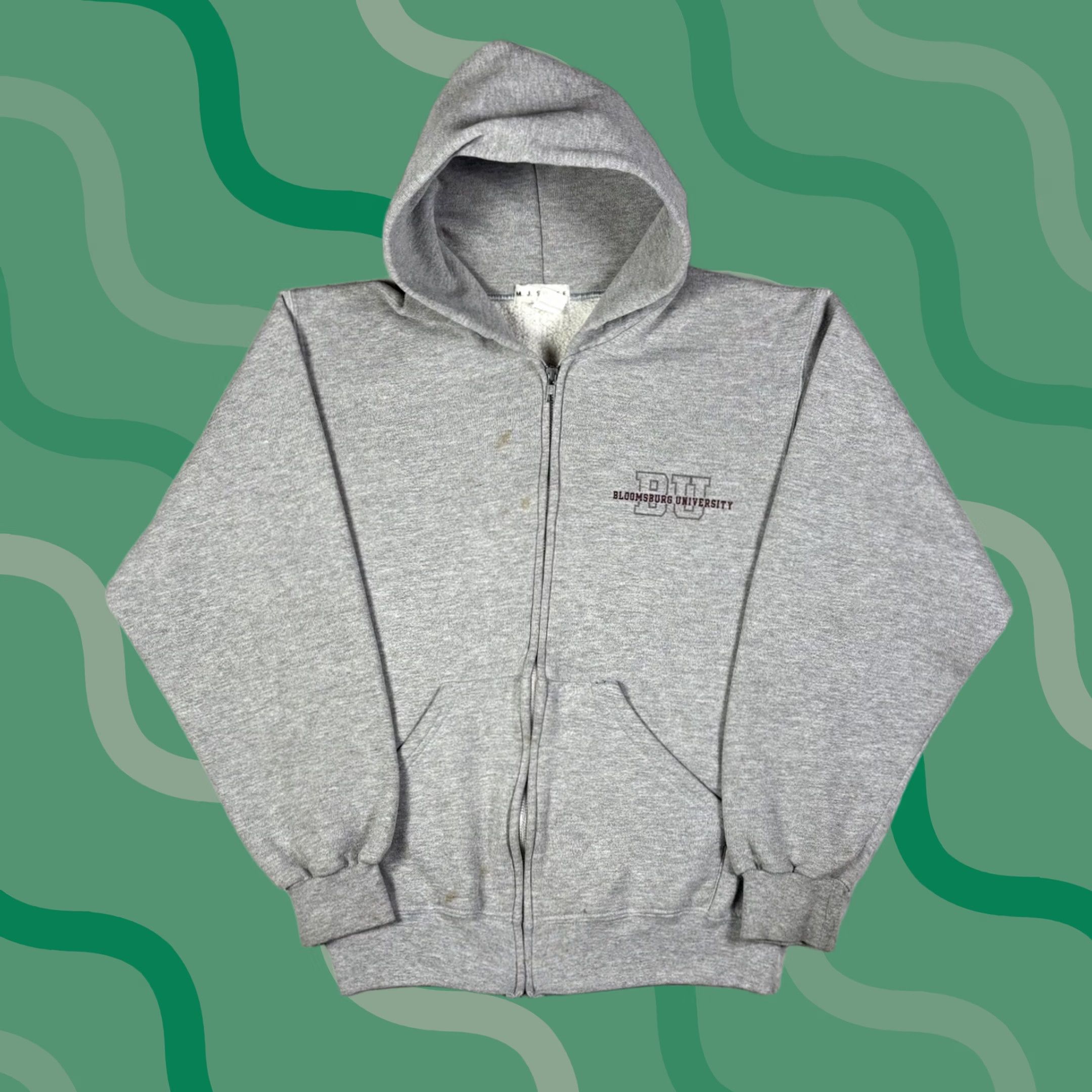 Vintage VINTAGE 90s Bloomsburg University Full Zip Hoodie Mens M Gray Graphic Print Logo Pocket Hooded University College 90s Mens Size US M / EU 48-50 / 2 - 1 Thumbnail