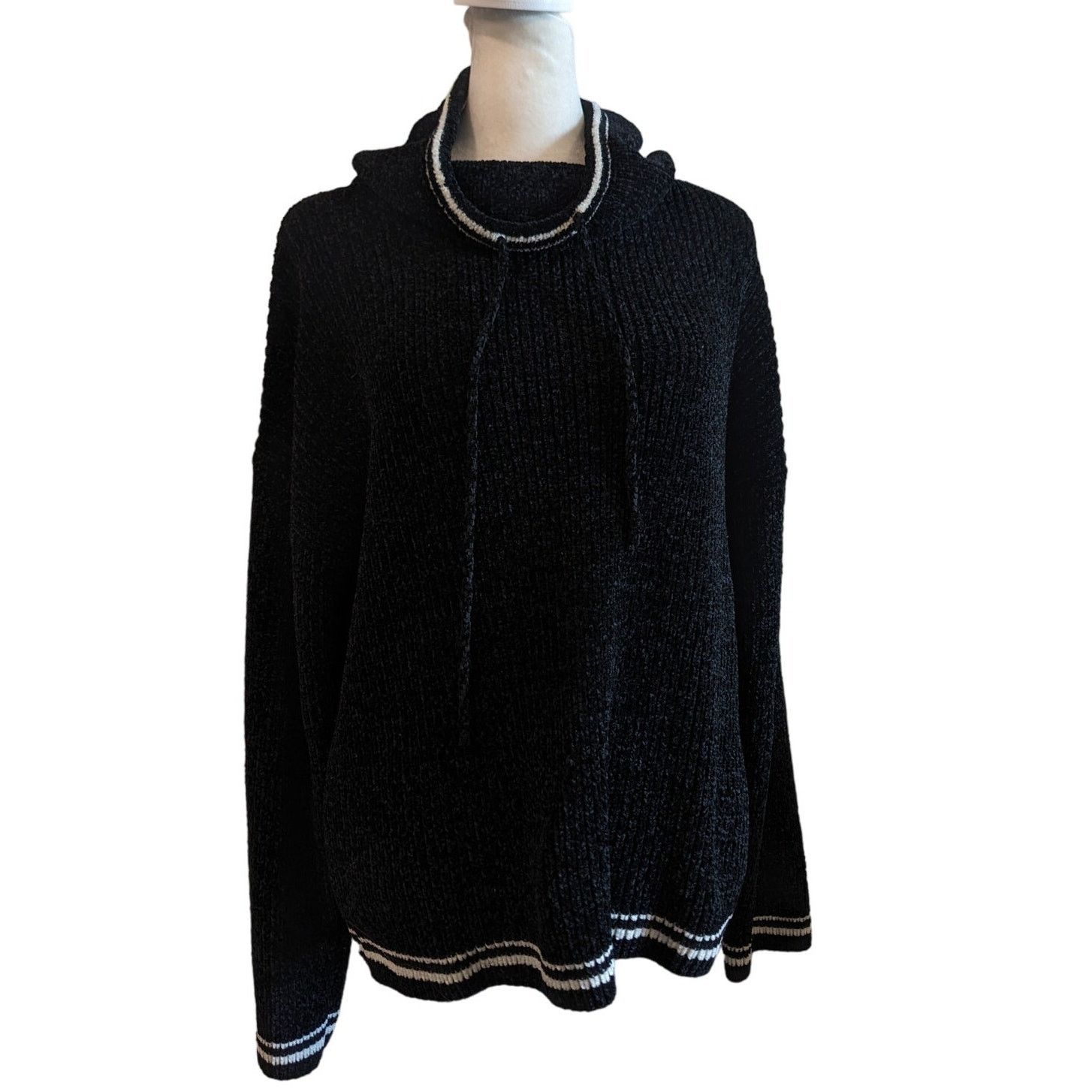 Rachel Zoe Rachel Zoe Black Striped Cowl Neck Knit Sweater XL Size XL / US 12-14 / IT 48-50 - 1 Thumbnail