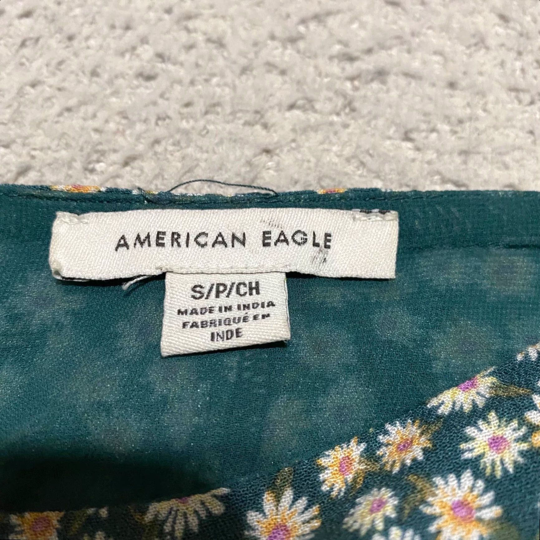 American Eagle Outfitters American Eagle Dress Womens Small Green Floral Square Neck Mini Scoop Back Size S / US 4 / IT 40 - 6 Thumbnail