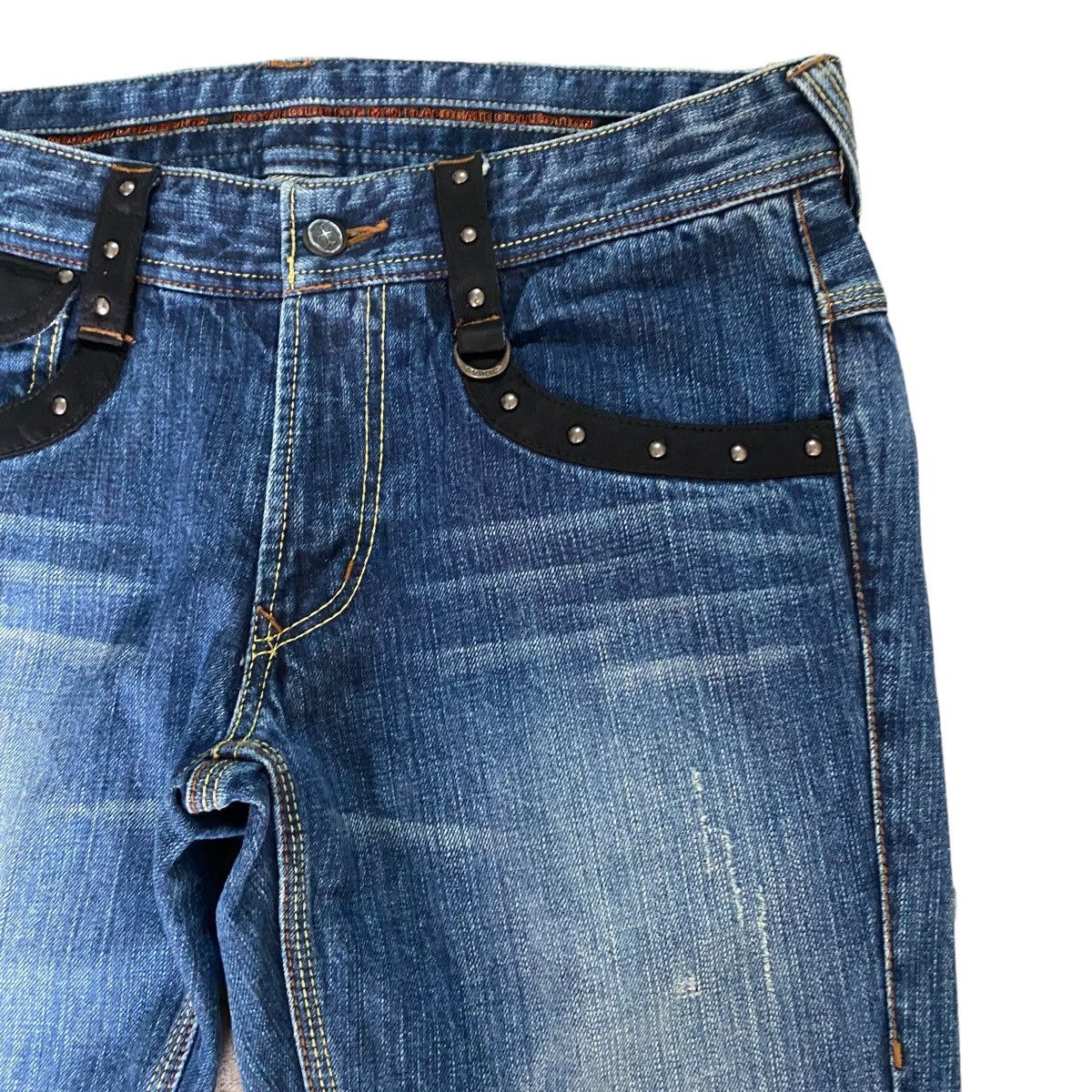 Nicole Club Nicole Club For Men Leather Lace Denim Flare Jeans Size US 31 - 5 Thumbnail
