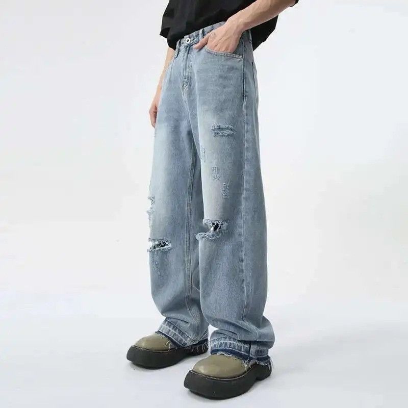 Jean Vintage Trendy Worn-Out Wide Leg Jeans Size US 32 / EU 48 - 4 Thumbnail