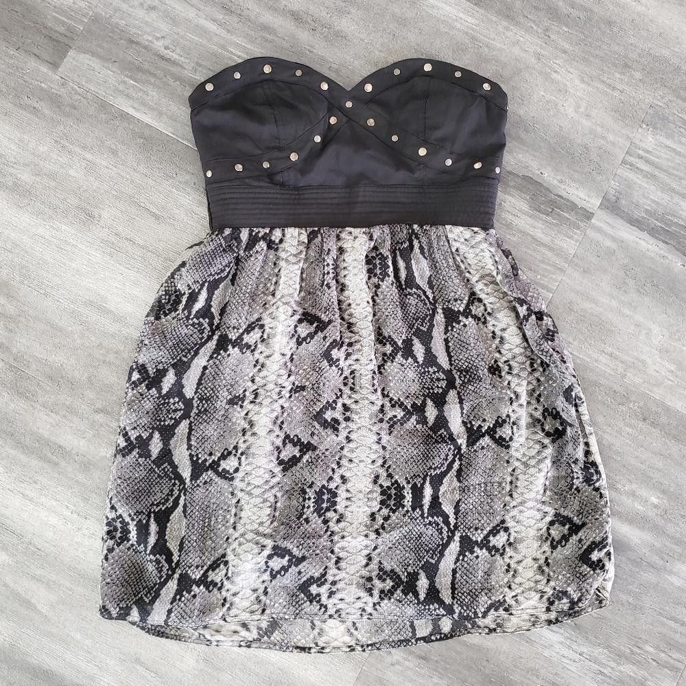 Designer Black Animal Detailed Bebe Bustier Mini Size XS / US 0-2 / IT 36-38 - 1 Thumbnail