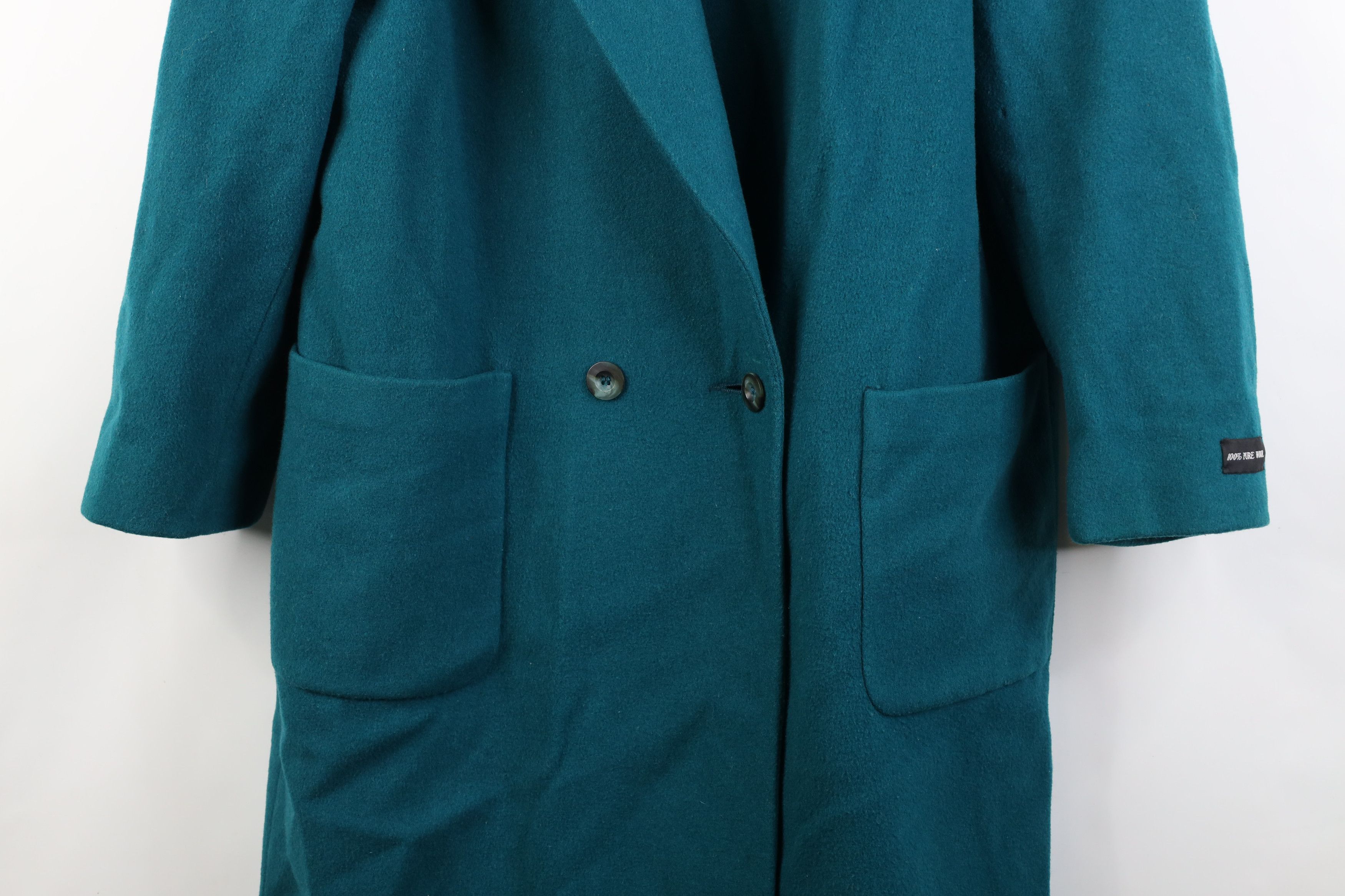 Vintage Vintage 90s Streetwear Heavy Pure Wool Overcoat Jacket Teal Size XXL / US 16-18 / IT 52-54 - 3 Thumbnail