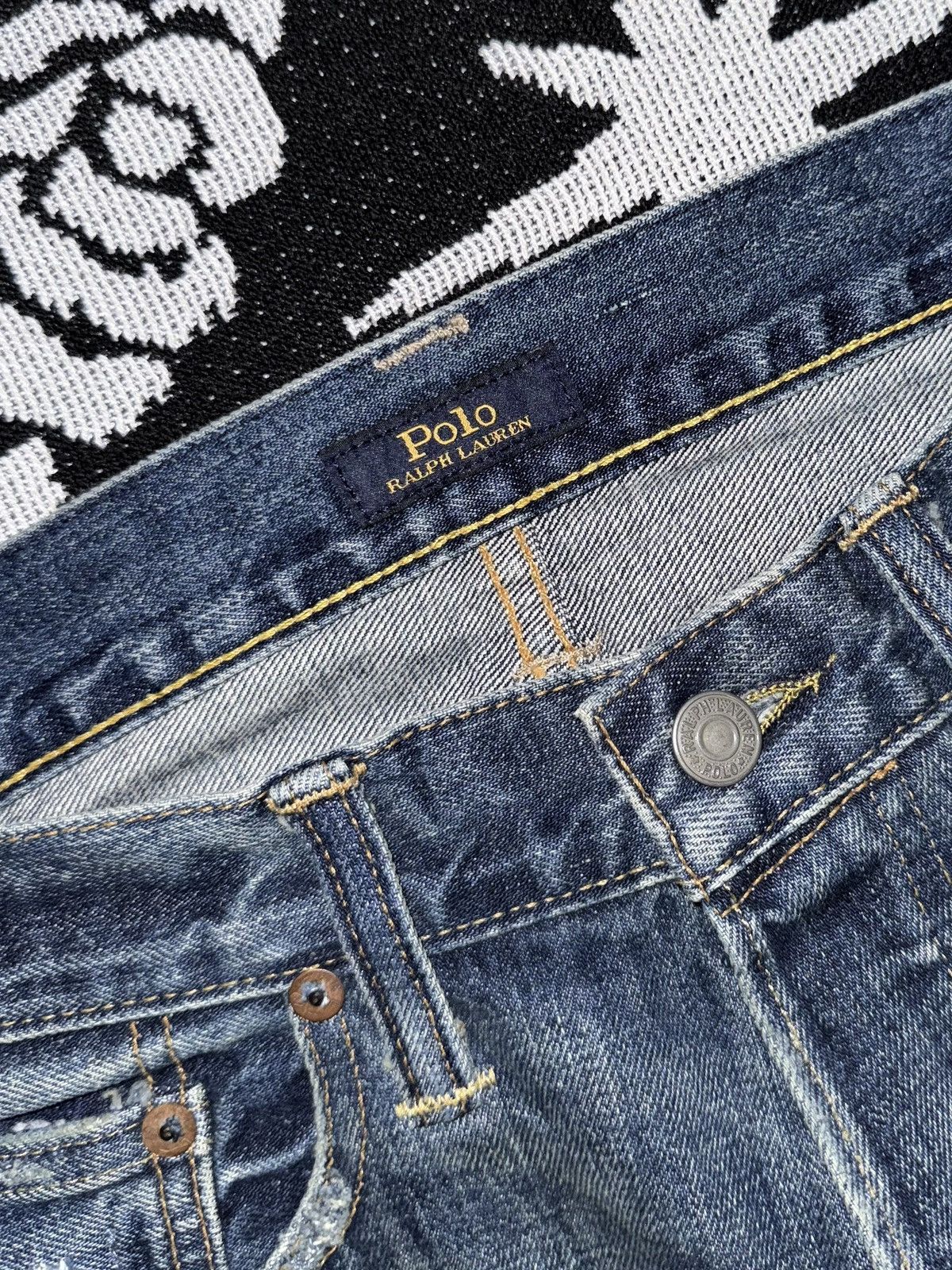 Polo Ralph Lauren Varick Slim Straight Serape Patchwork Distressed Jeans Size US 32 / EU 48 - 5 Thumbnail