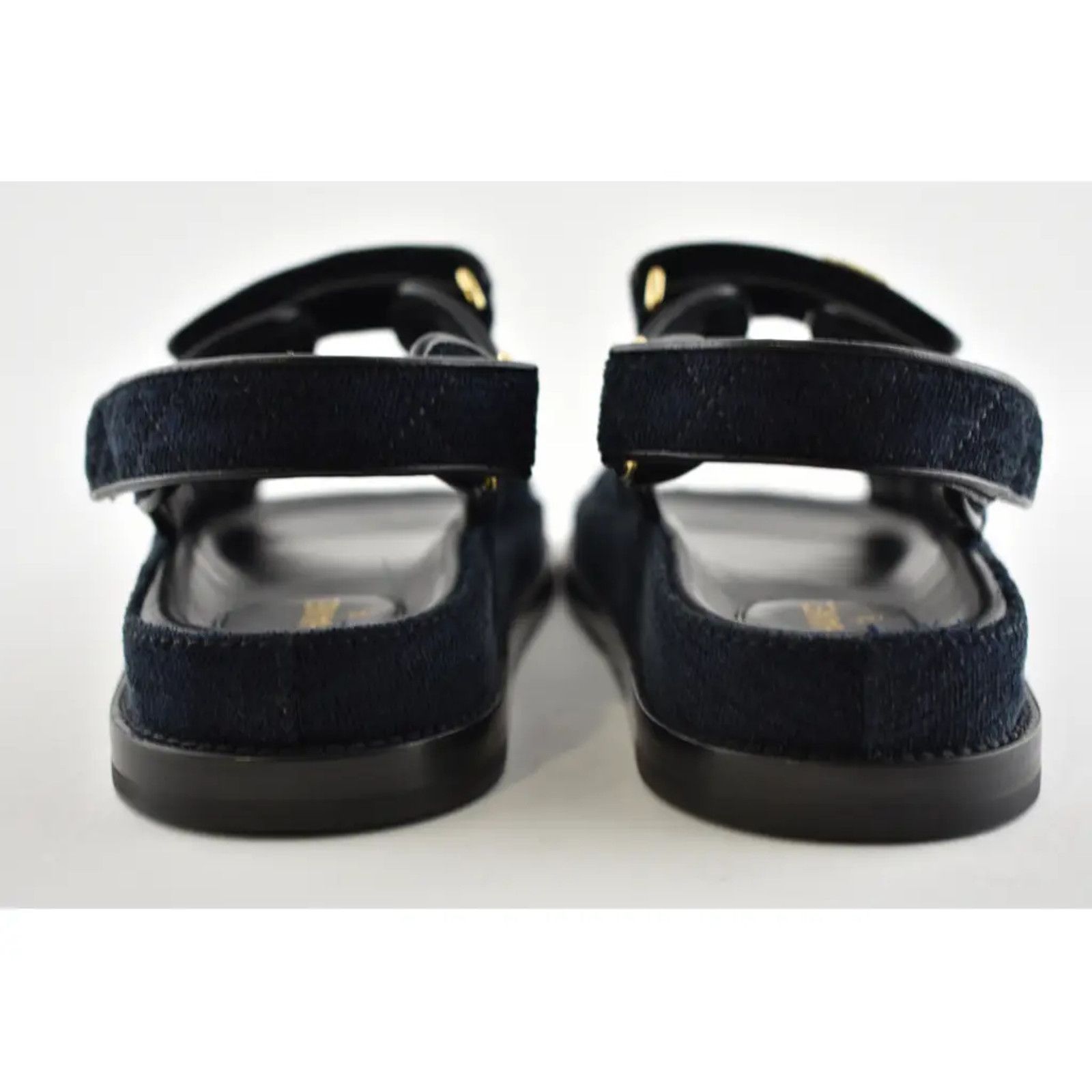 Chanel Chanel 21A Blue Velvet Denim CC Logo Mule Slide Strap Size US 5.5 / IT 35.5 - 11 Thumbnail