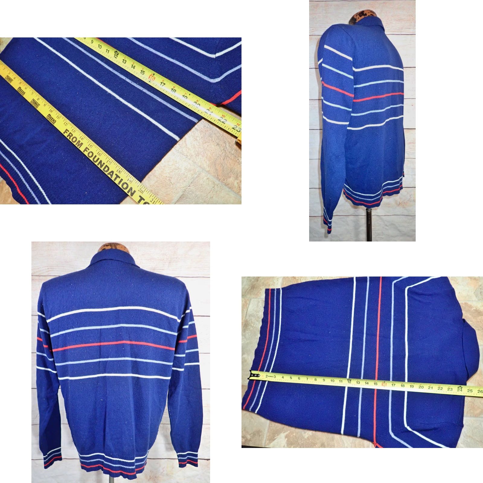 Vintage VINTAGE Mervyns Loop Collar Polo Shirt Mens M Long Sleeve Striped Knit Blue Red White 70s Retro Size US M / EU 48-50 / 2 - 8 Thumbnail