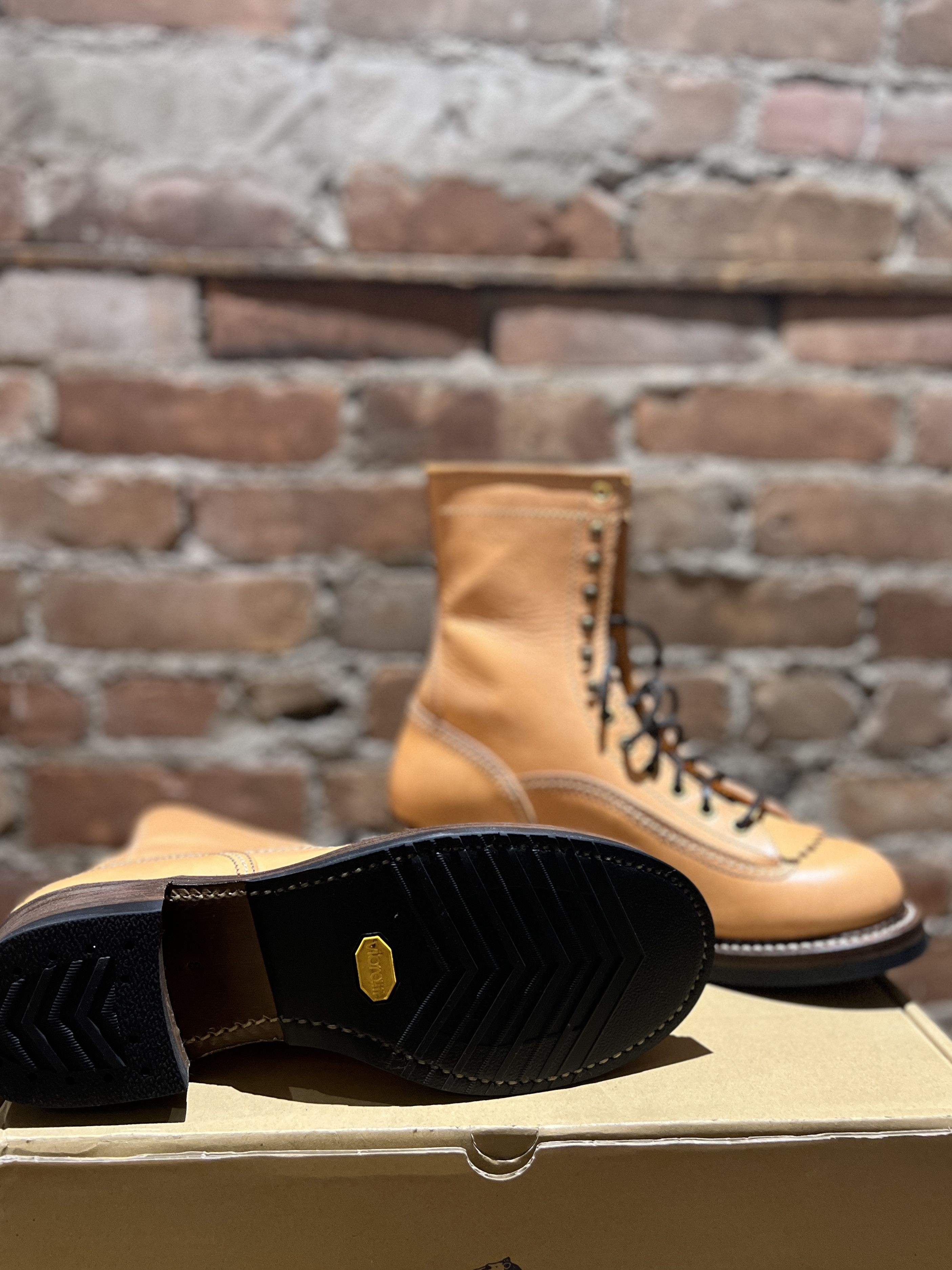 John Lofgren Donkey Puncher Boots 8" Badalassi Carlo Tanned Leather Bone Size US 8 / EU 41 - 2 Thumbnail