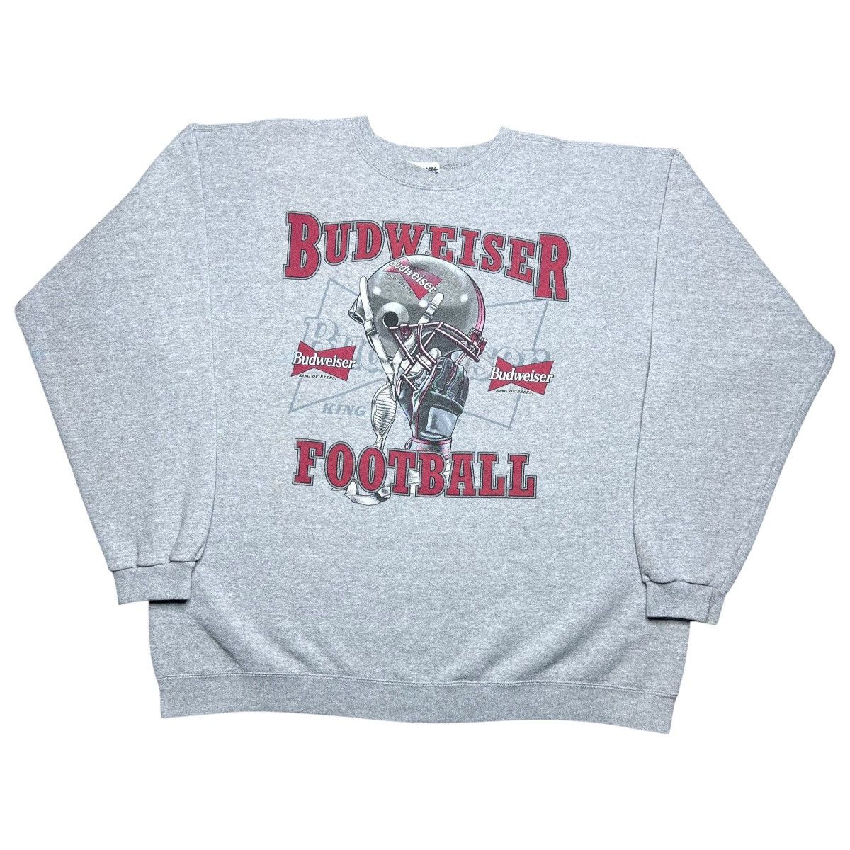 Budweiser Vintage 1990s Budweiser Beer Football Helmet Sweatshirt Size US XL / EU 56 / 4 - 1 Thumbnail
