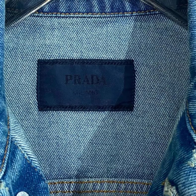 Prada Prada 23ss popular washed blue triangle denim jacket 2502-N Size US S / EU 44-46 / 1 - 5 Thumbnail