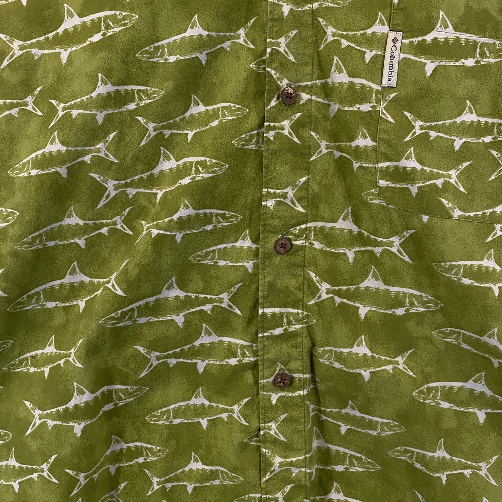 Vintage COLUMBIA Shirt Men 2XL Green Tuna Salmon Bass Button Up Short Sleeve Fish Button-Down Shirt 2XL Men Green Columbia Size US XXL / EU 58 / 5 - 4 Thumbnail