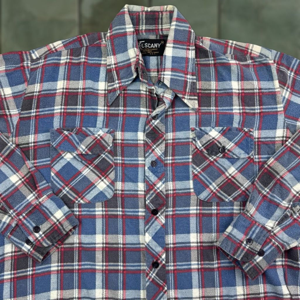 Vintage VINTAGE Tuscany Shirt Mens Medium Blue Plaid Flannel Button-Up Collared 70s Nature Outdoor Size US M / EU 48-50 / 2 - 1 Thumbnail