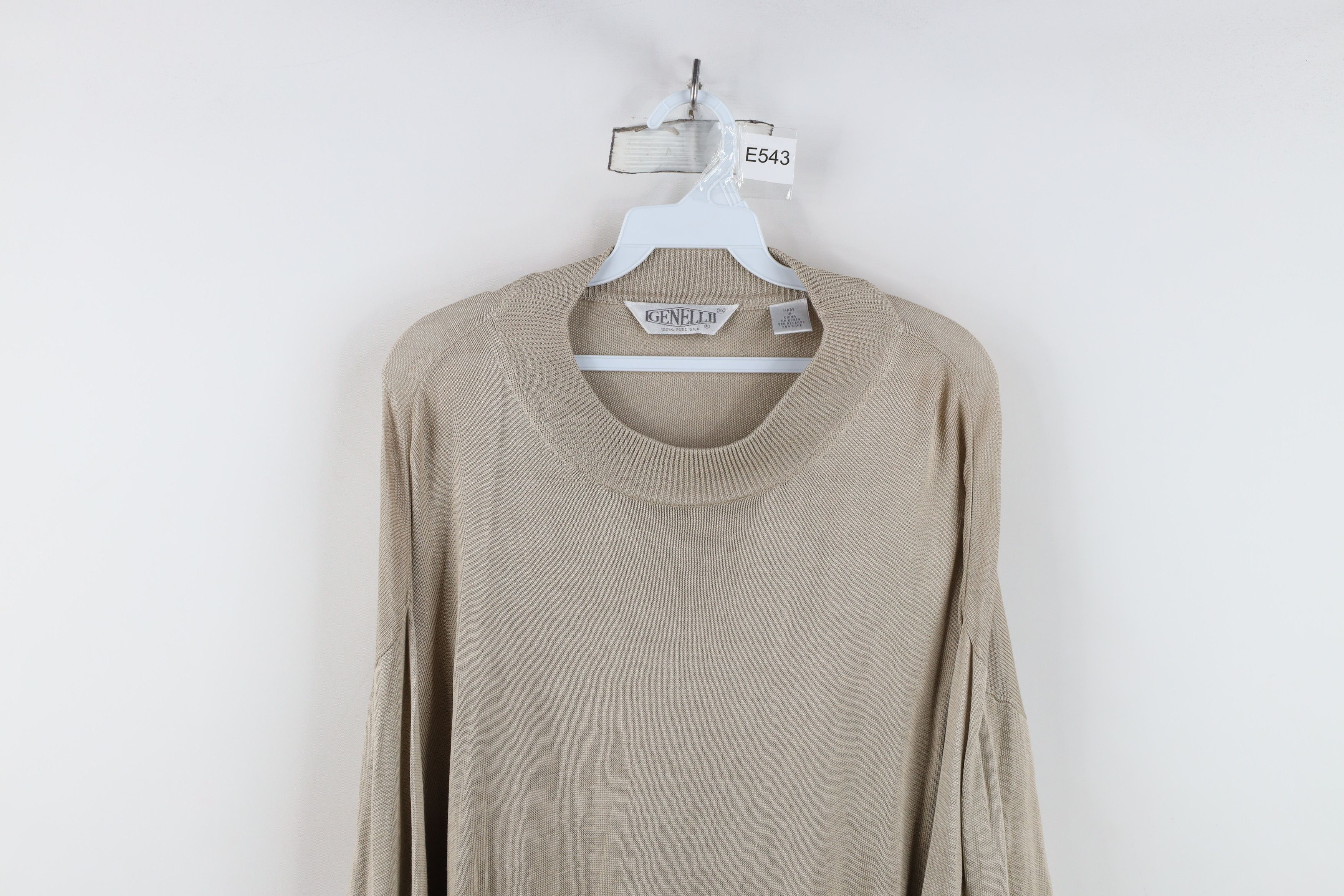 Gemelli Vintage 90s Genelli Lightweight Knit Crewneck Sweater Beige Size US XXL / EU 58 / 5 - 2 Thumbnail
