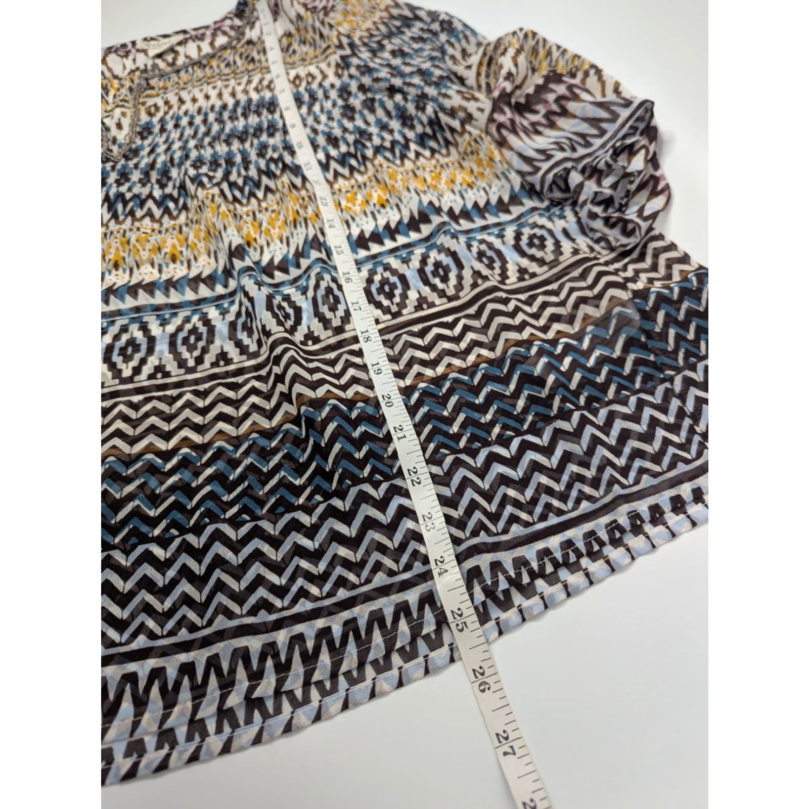 Ariat Ariat Tunic Shirt Geometric Beaded Chiffon Bohemian Western Print 3/4 Sleeve V-Neck Size M Multicolor Casual Womens Size M / US 6-8 / IT 42-44 - 5 Thumbnail