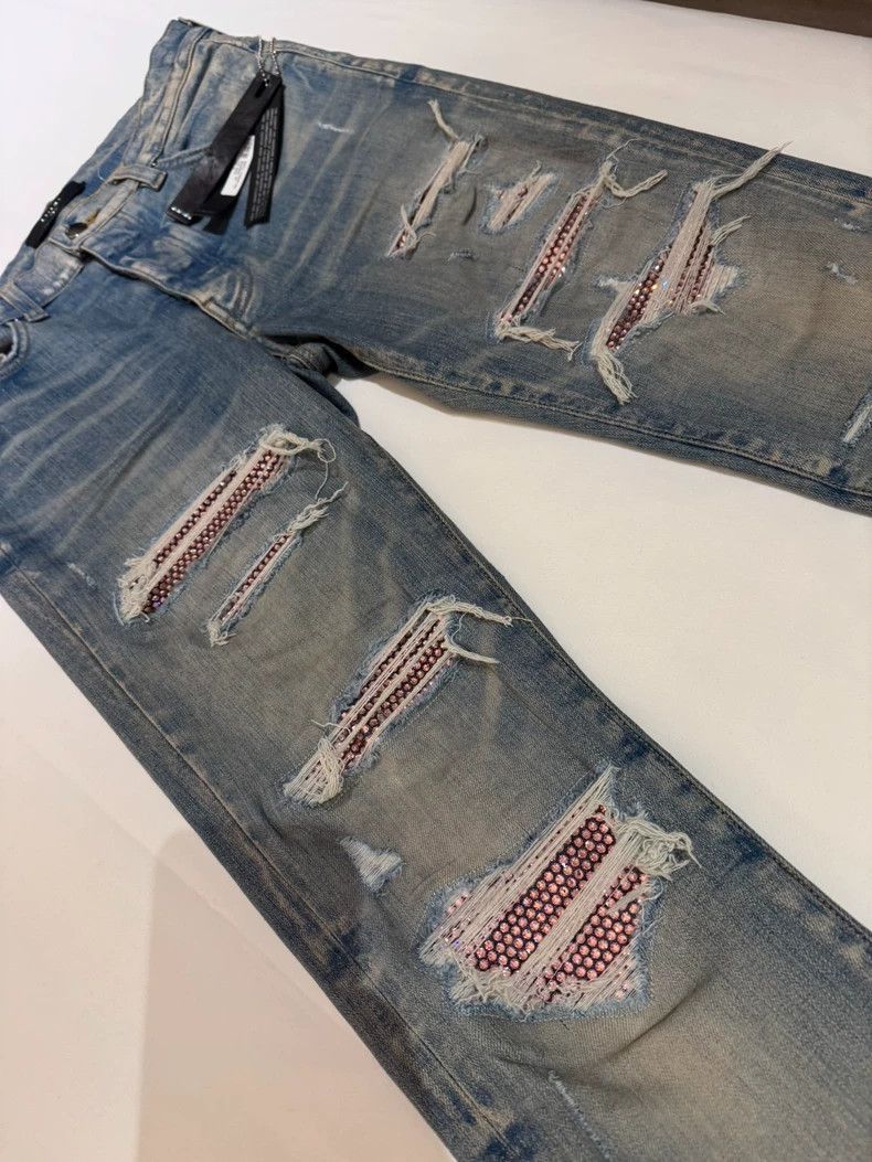 Amiri Pink Diamond Denim Pants Size 31-2505