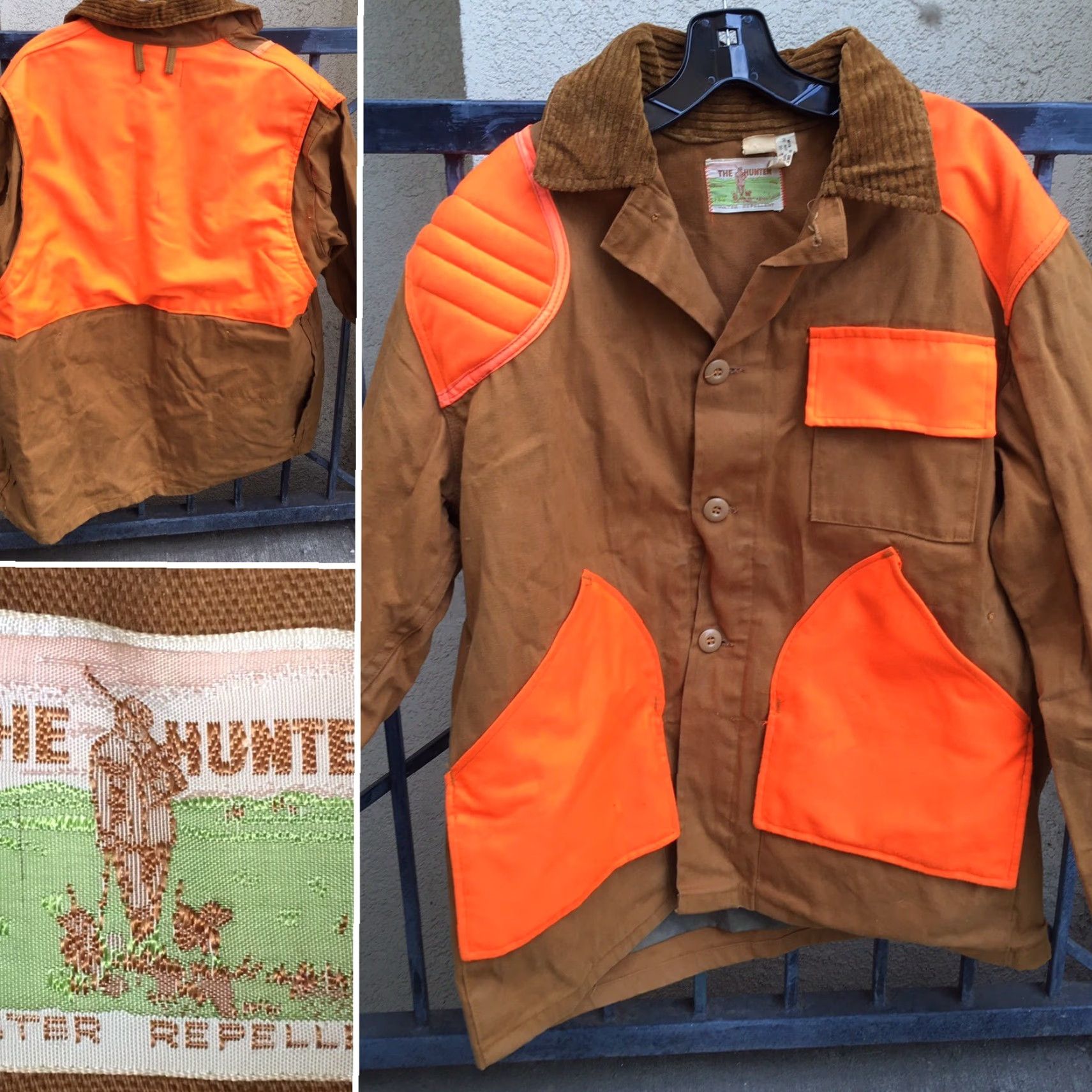 Hunter VINTAGE The Hunter Hunting Jacket Water Repellent Size 44 Brown Fluorescent Orange Jacket Hunters Coat Shirt Mens Size US S / EU 44-46 / 1 - 6 Thumbnail