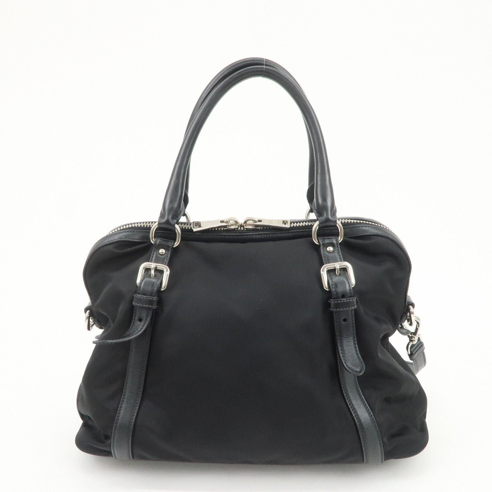 Prada Prada Nylon Leather Satchel Black Size ONE SIZE - 2 Thumbnail