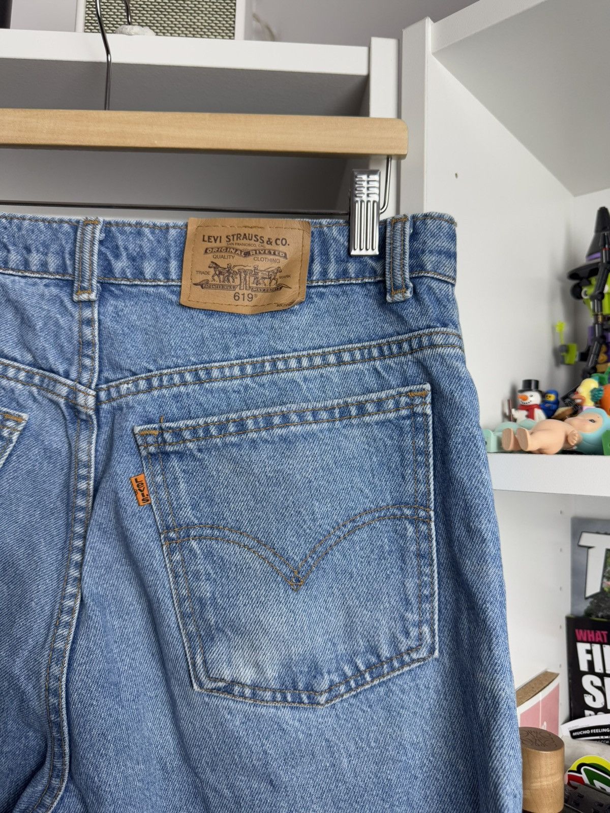 Levi's × Levi's Vintage Clothing × Vintage Vintage 90s Levis 619 orange tab baggy denim pants 33x32 80s Size US 33 - 4 Thumbnail