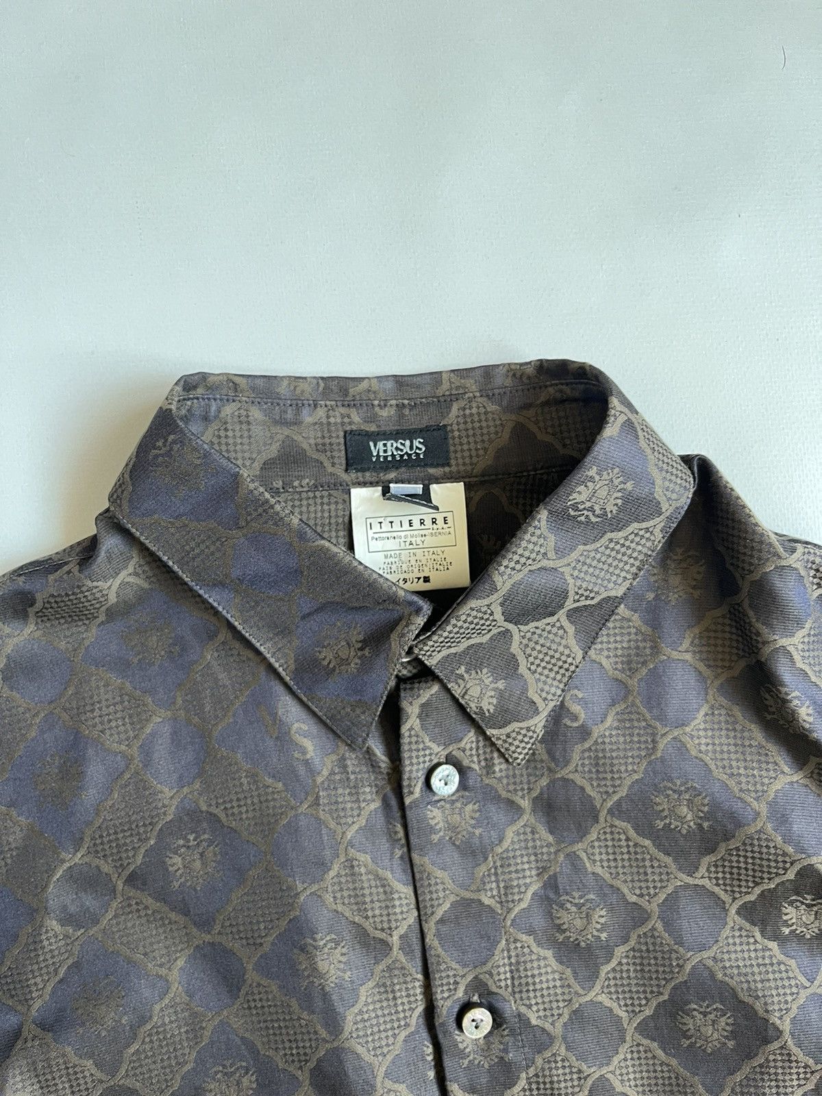 Versus Versace Versace Versus Unisex Brown Silk Monogram Button Up Shirt Size US L / EU 52-54 / 3 - 2 Thumbnail