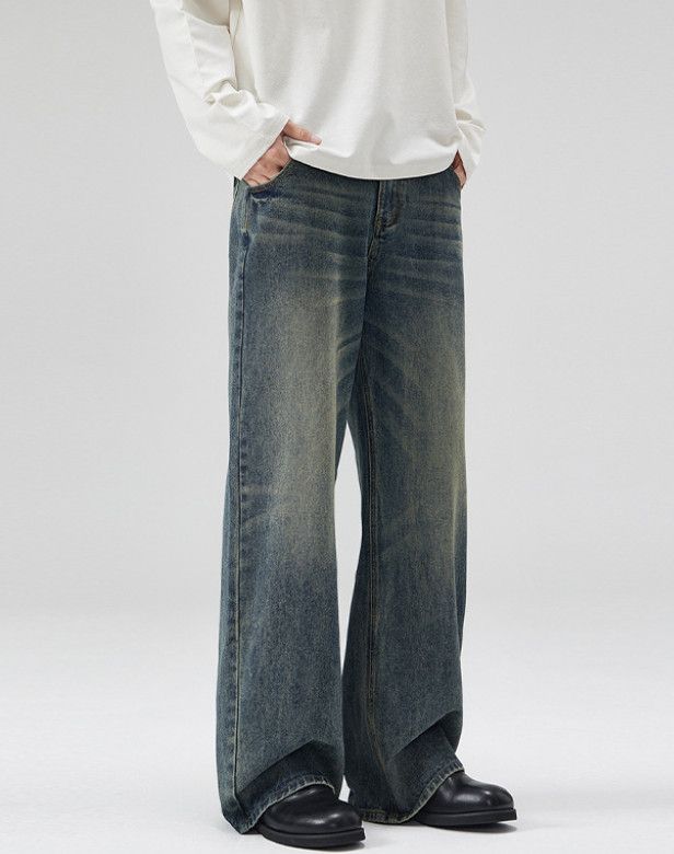 Japanese Brand Street retro men's wide-leg straight cleanfit flared jeans Size US 32 / EU 48 - 1 Thumbnail