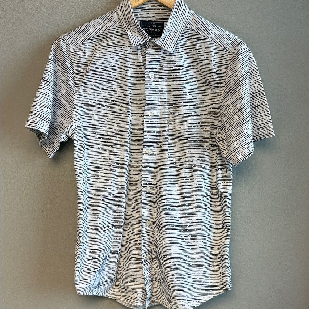 Topman Topman Classic Fit Shirt S Black White Pattern Cotton Short Size US S / EU 44-46 / 1 - 2 Thumbnail