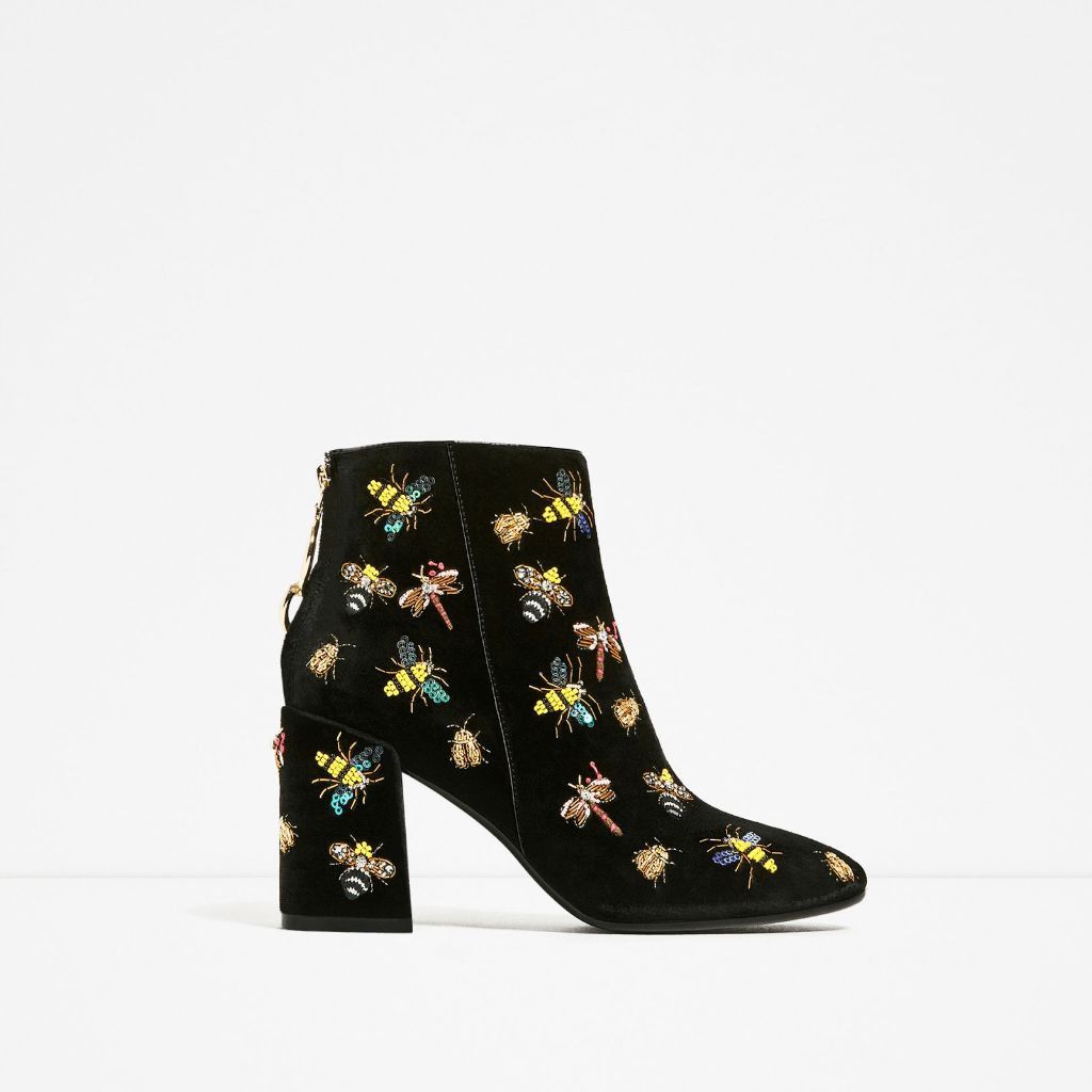 Zara Zara Black Velvet Beaded Bug Boots Embellished Insect Ankle | Grailed