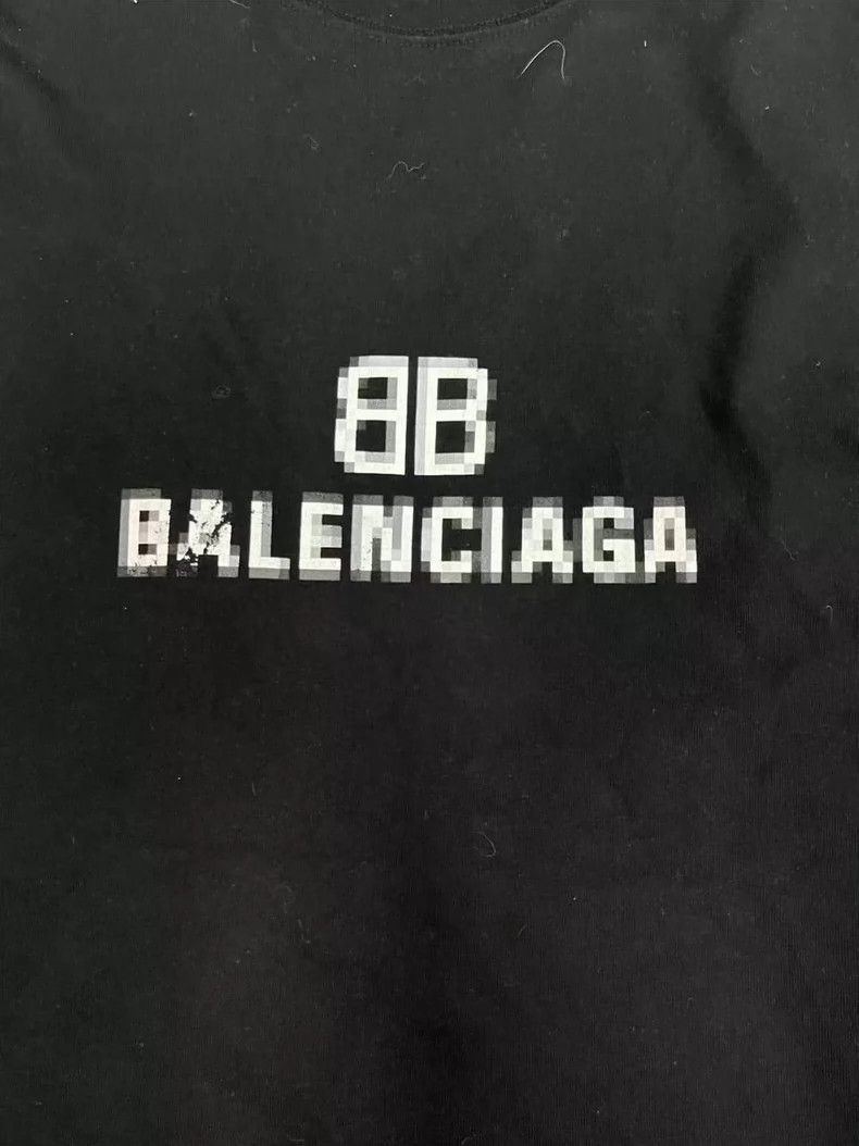Balenciaga Balenciaga Mosaic Blur Logo BB Letter Loose Short Sleeve D Size XS / US 0-2 / IT 36-38 - 3 Thumbnail