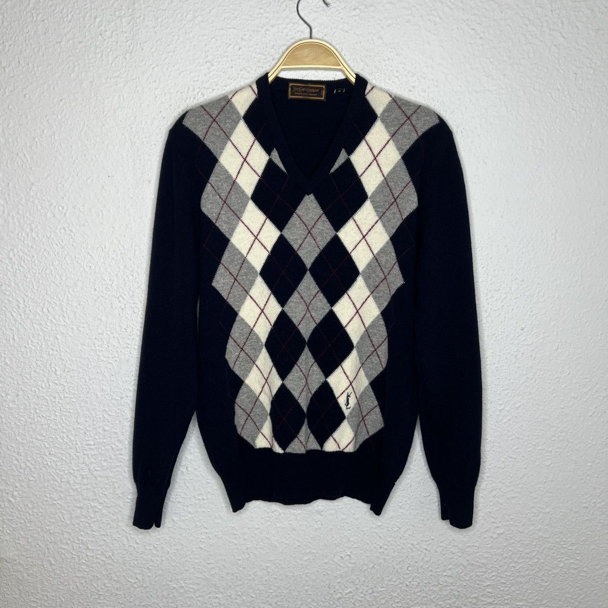 Designer × Vintage × Yves Saint Laurent Yves Saint Laurent Vintage Wool Sweater Jumper Knit Navy Size US M / EU 48-50 / 2 - 1 Thumbnail