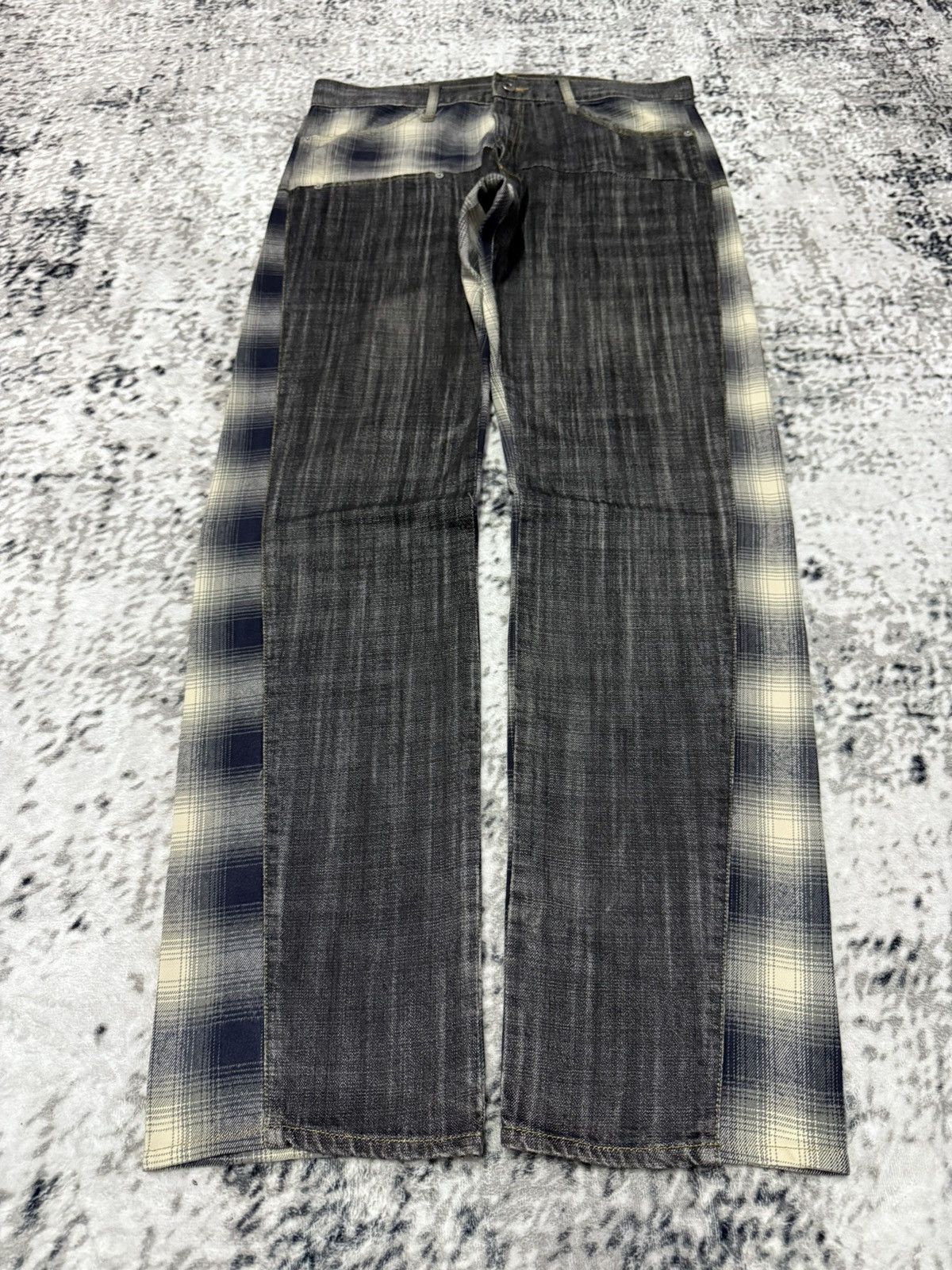 Junya Watanabe Kittle Japan Hybrid Shadow Plaid Overdyed Denim Loose jeans Size US 34 / EU 50 - 1 Thumbnail
