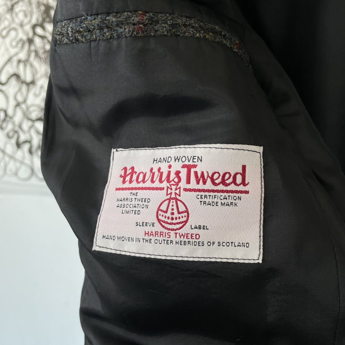 Designer × Harris Tweed Vintage Harrys Tweed Blazer Jacket like Boglioli Burberry Size 48L - 6 Thumbnail