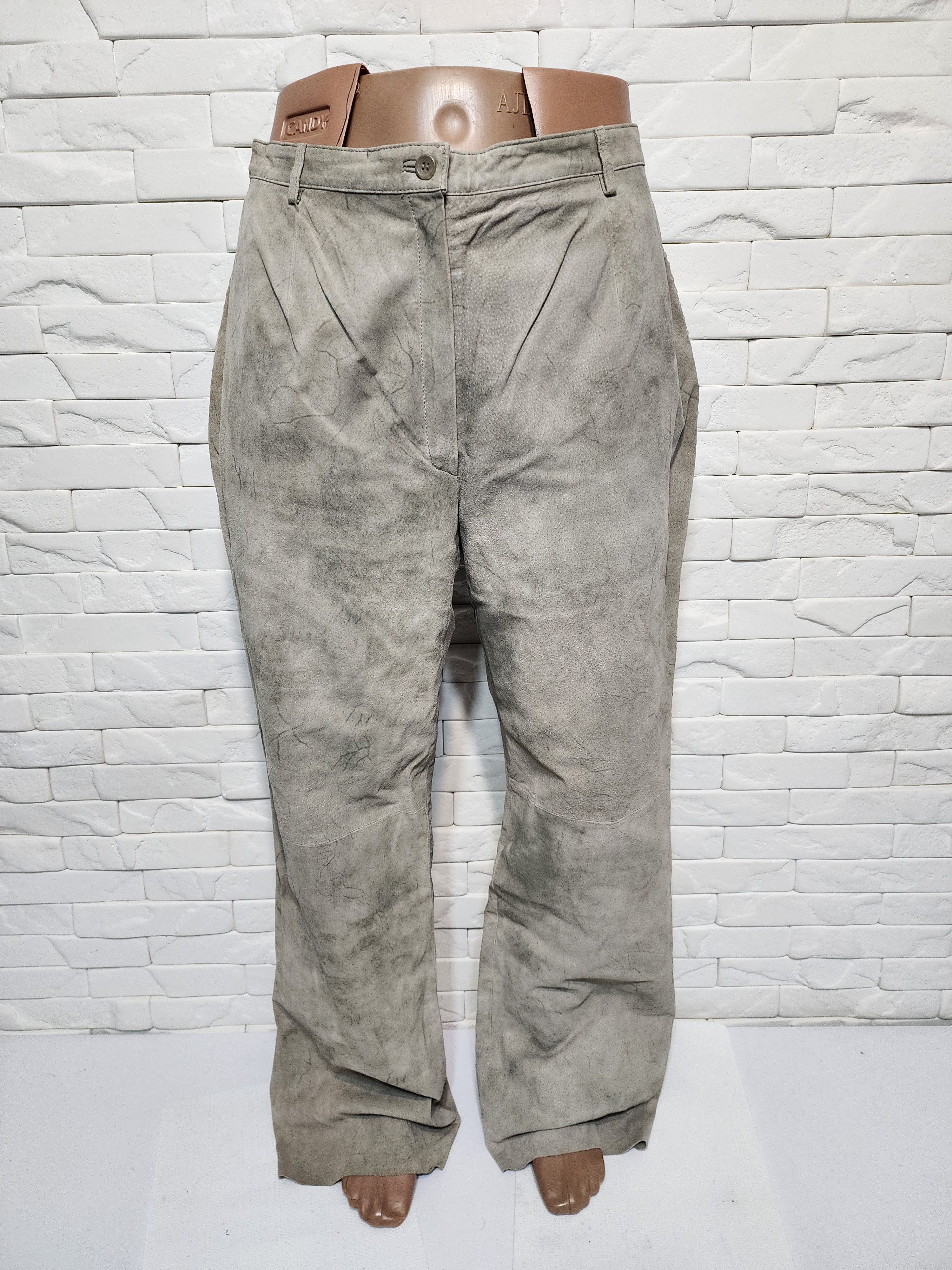 Genuine Leather Gray Leather Pants: Women's Genuine Suede Trousers Size 36" / US 14 / IT 50 - 1 Thumbnail