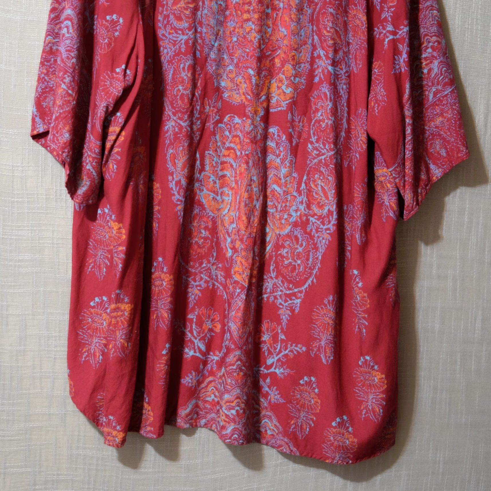 Billabong VINTAGE Billabong Kimono Floral Open Front Cardigan Dark Red Women's M #H55-37 Size M / US 6-8 / IT 42-44 - 6 Thumbnail