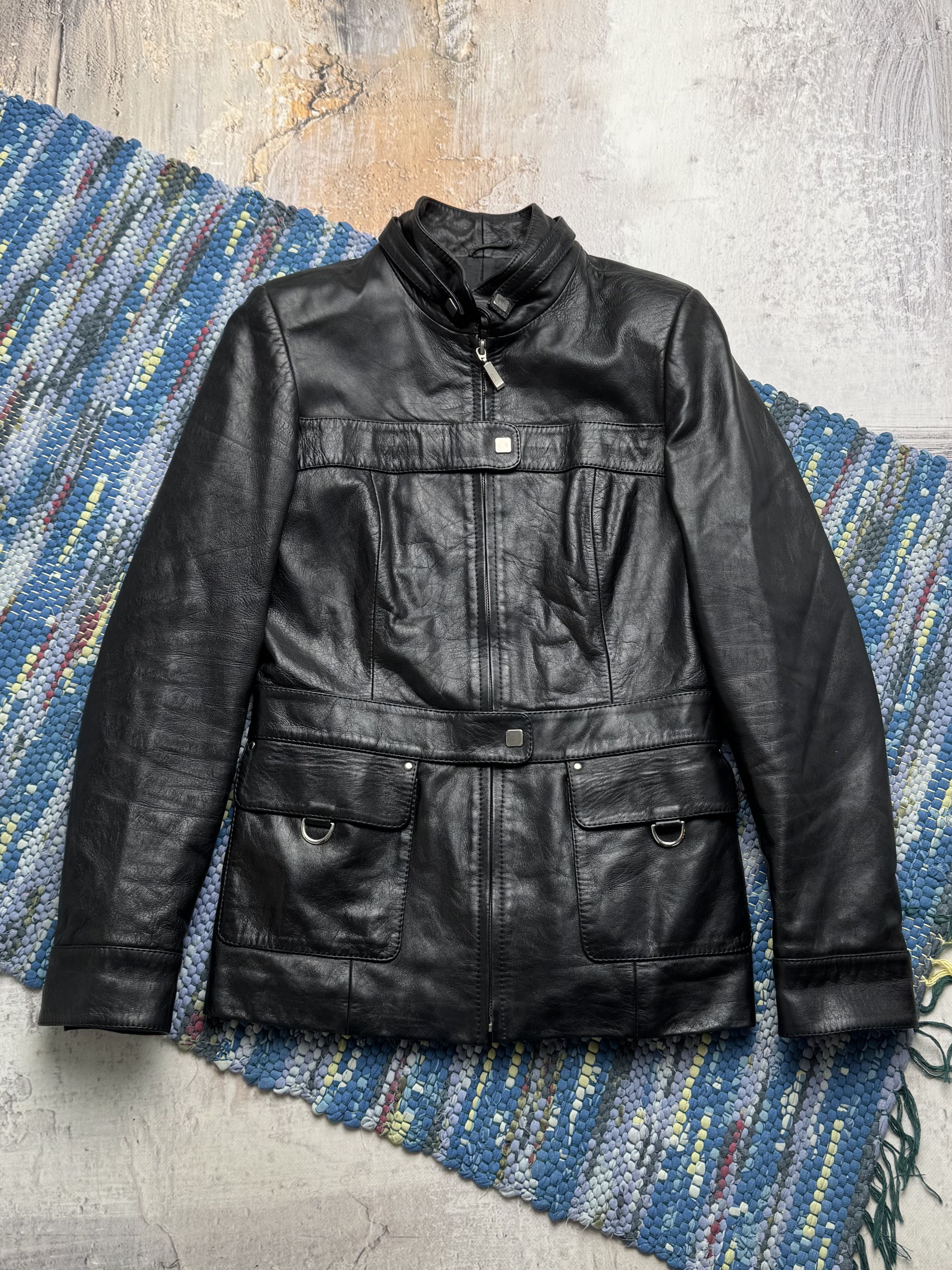 Vintage Vintage Real Leather Moto Jacket Zip Up Utility Biker Coat Size S / US 4 / IT 40 - 1 Thumbnail