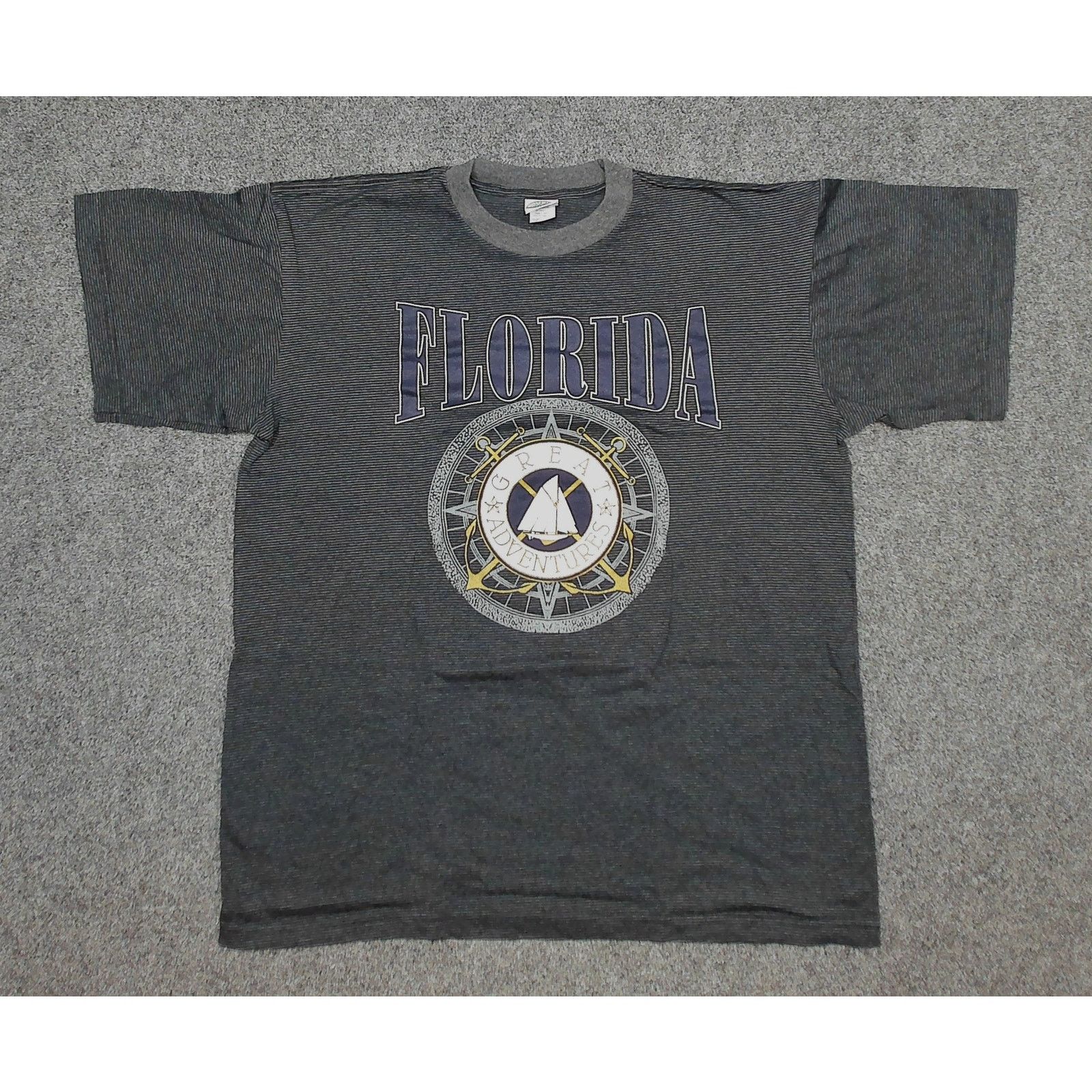 Vintage Vintage 90s Florida Sailboat Micro-Stripe Boxy Tee Size US XL / EU 56 / 4 - 3 Thumbnail