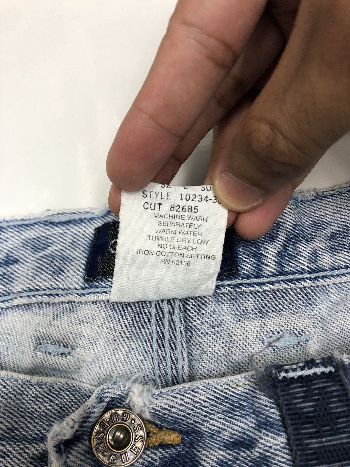 A$AP Rocky × Guess 🔥OG GUESS BLUE WASH USA BAGGY JEANS THRASHED DISTRESS DENIM Size US 32 / EU 48 - 9 Thumbnail
