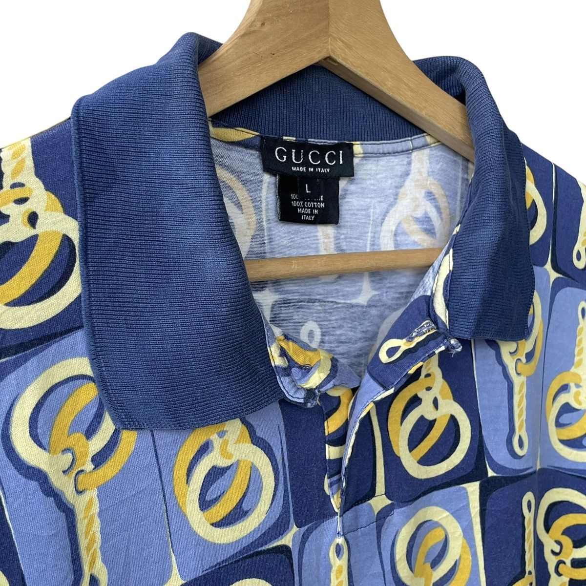 Gucci Gucci Italy Vintage Luxury Print Polo Tee Size US L / EU 52-54 / 3 - 4 Thumbnail