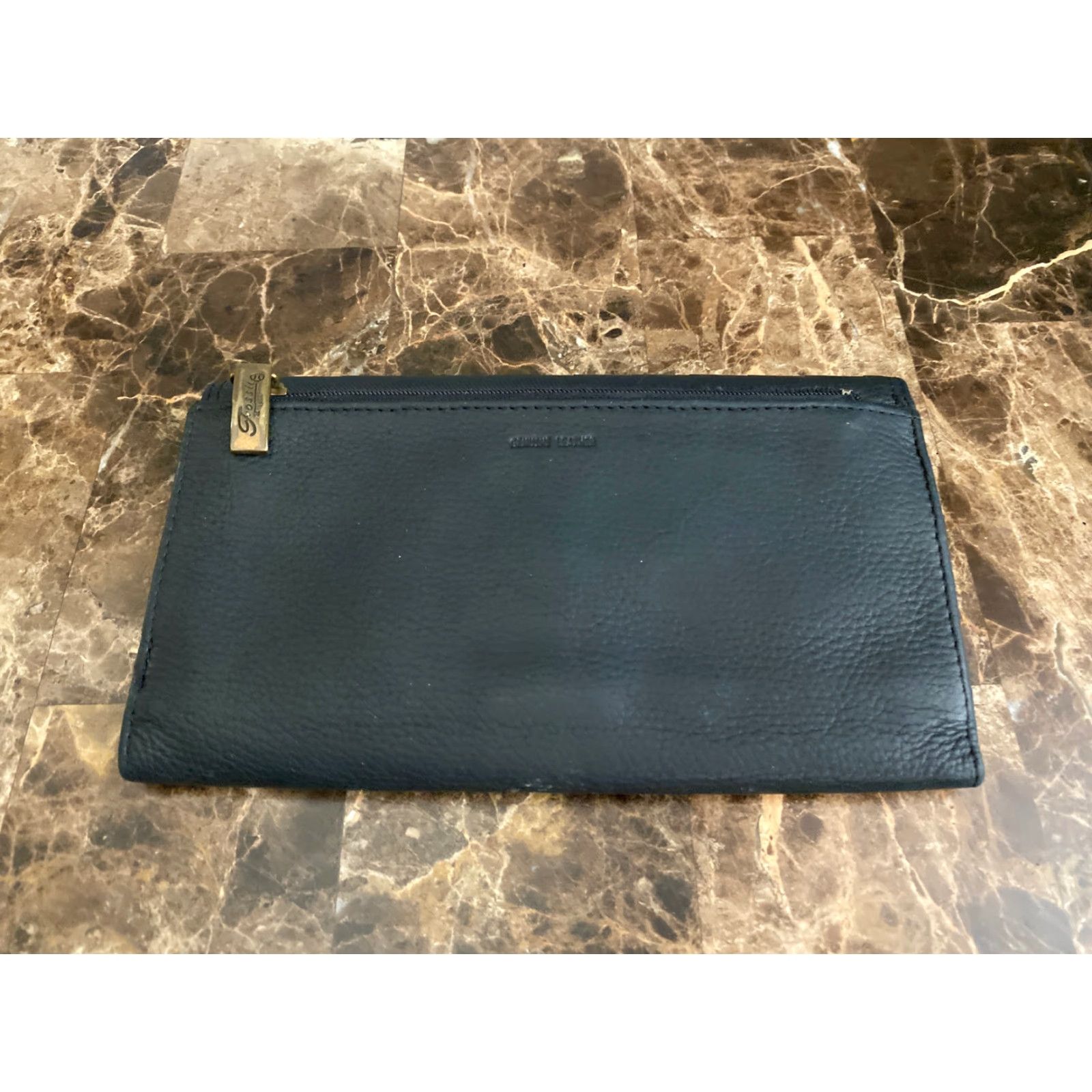Fossil Fossil Wallet Womens Black Pebbled Leather Tri Fold Clutch Zip-Around Coin Zip Wallet Women Size ONE SIZE - 4 Thumbnail