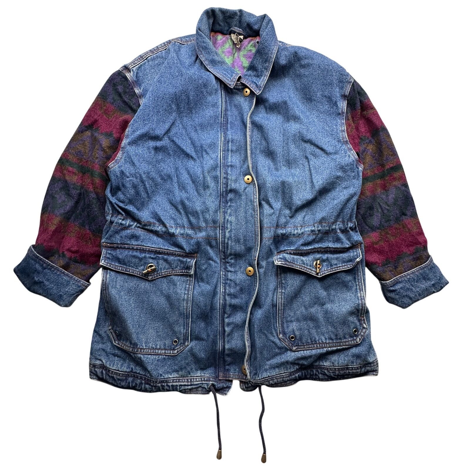 Other Vintage Outbrook Denim Aztec Chore Coat Jacket Women Large Size L / US 10 / IT 46 - 1 Thumbnail