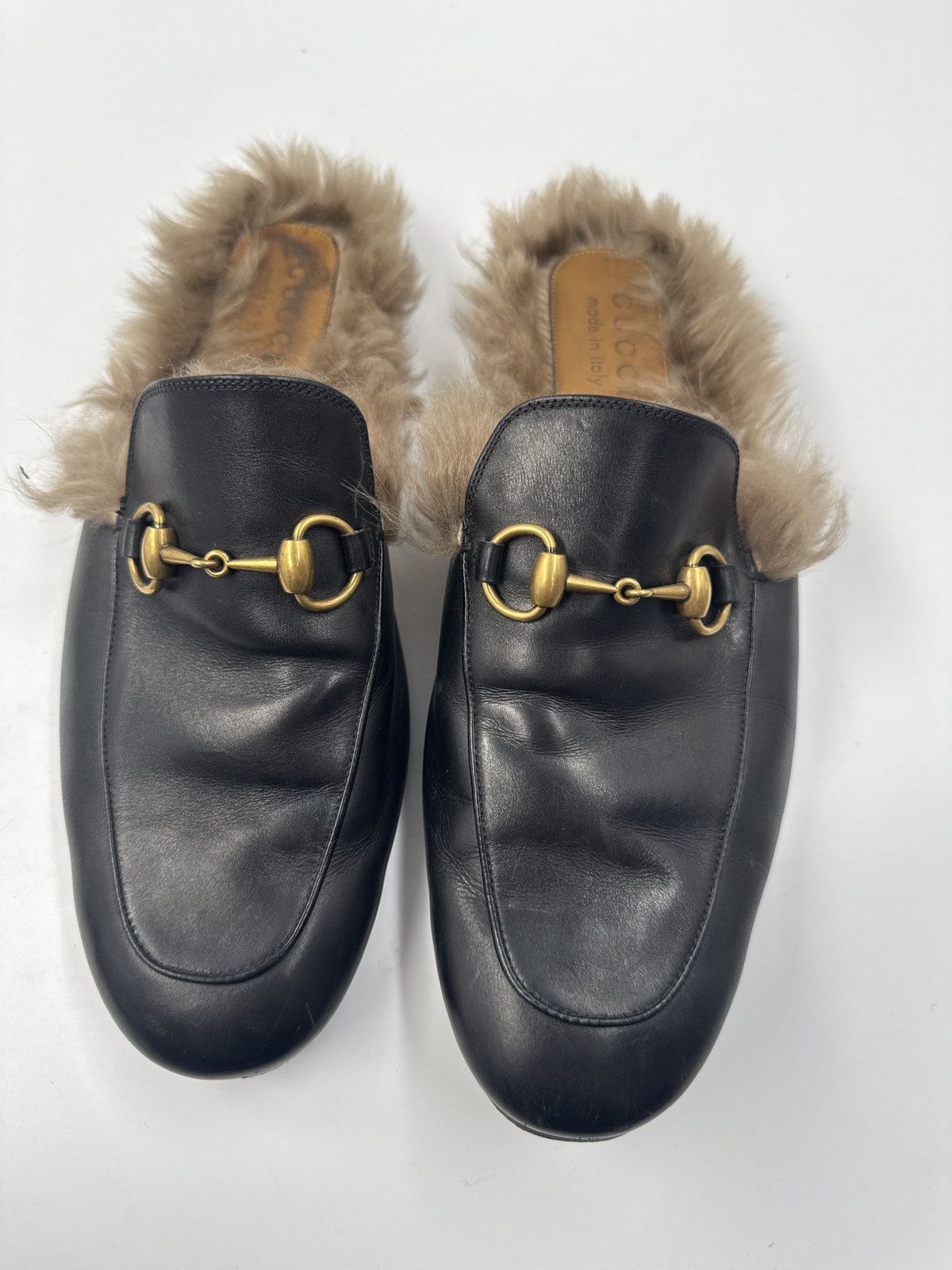 Gucci Bit Leather Loafers Fur Slip-Ons