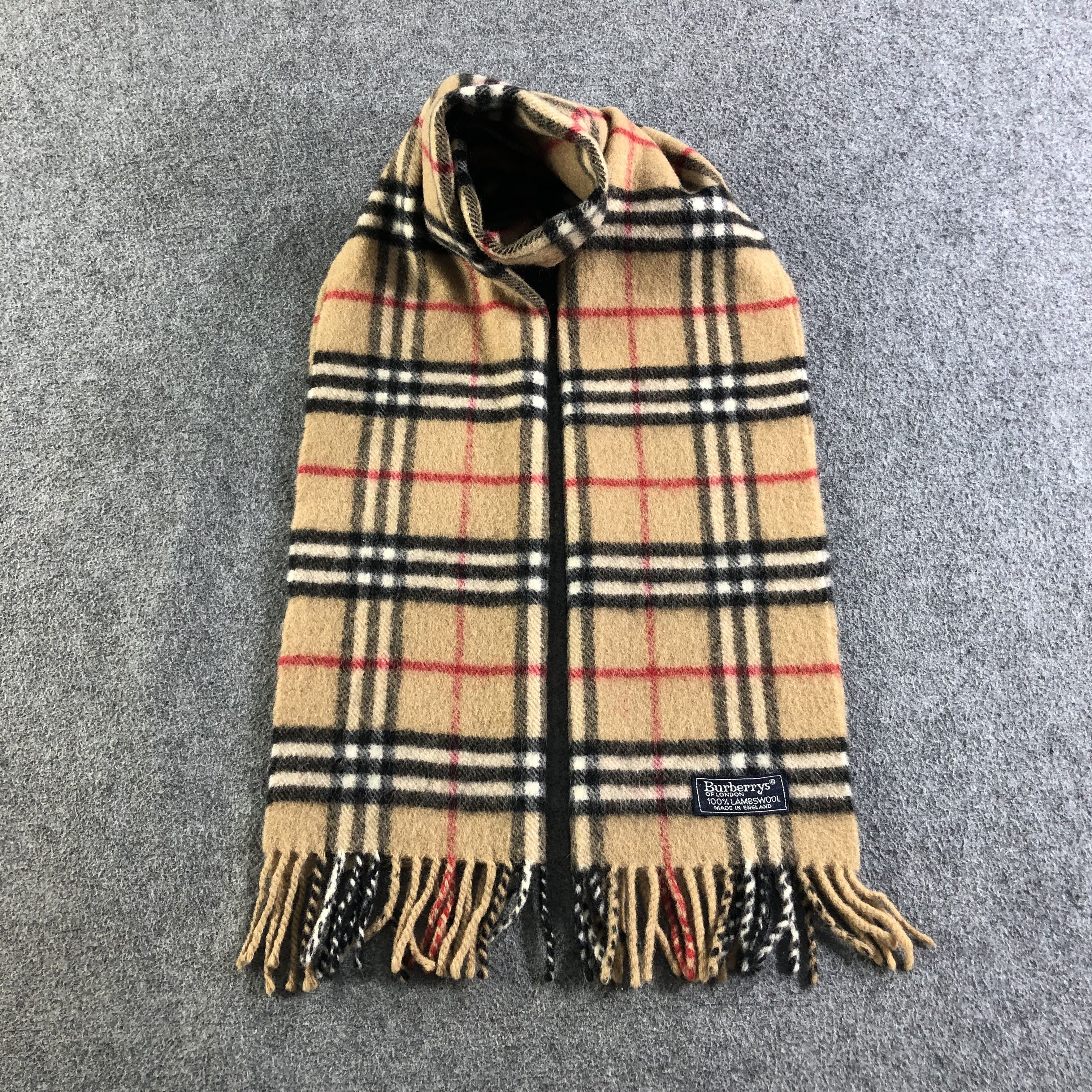 Burberry Burberrys Nova Check Tan Wool Scarf Muffler V2596 Size ONE SIZE - 1 Thumbnail