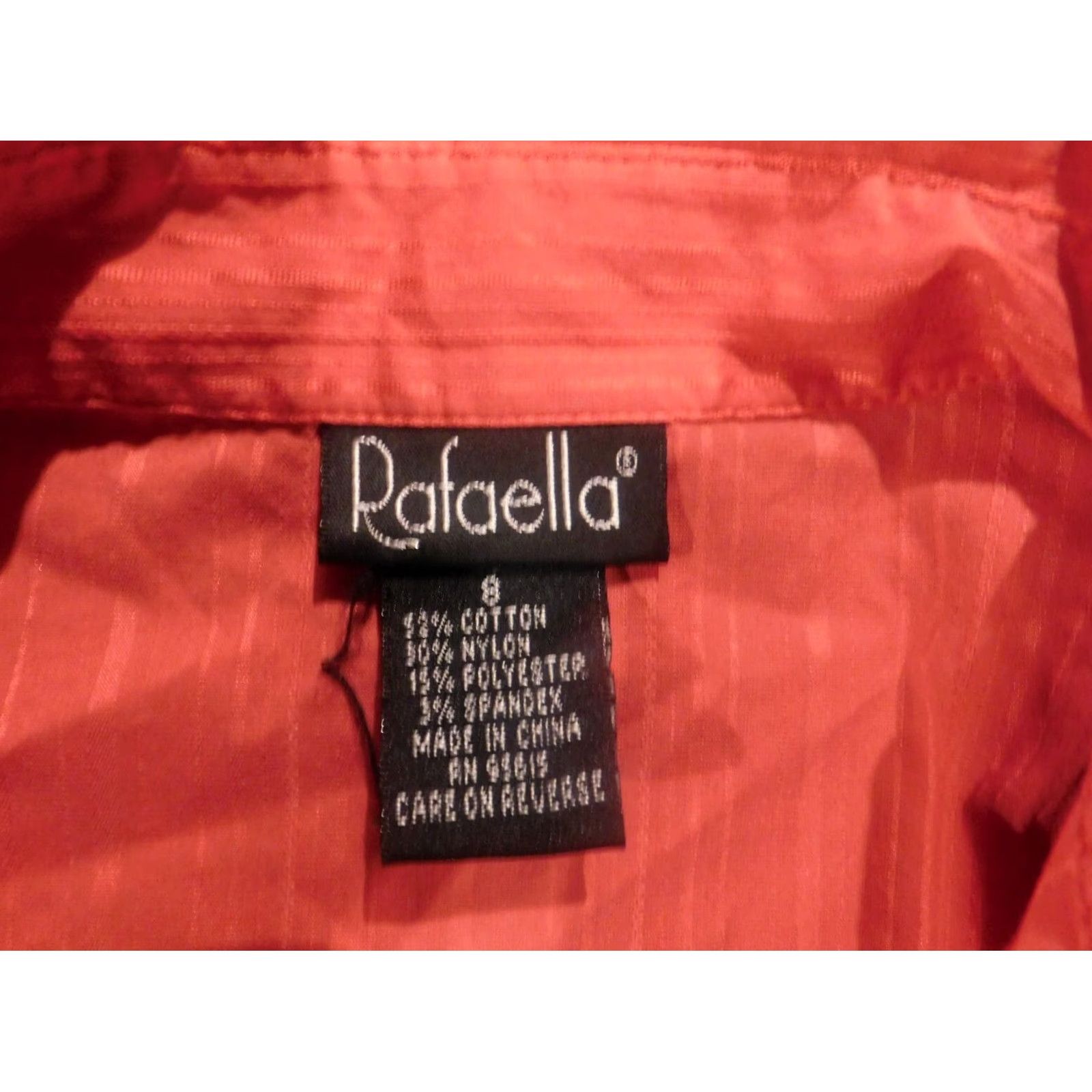Vintage Rafaella Womens Button-Up Shirt 8 Pink Casual Long Sleeve Crew Neck Cotton Nylon Rayon Button-Up Regular Fit Size M / US 6-8 / IT 42-44 - 5 Thumbnail