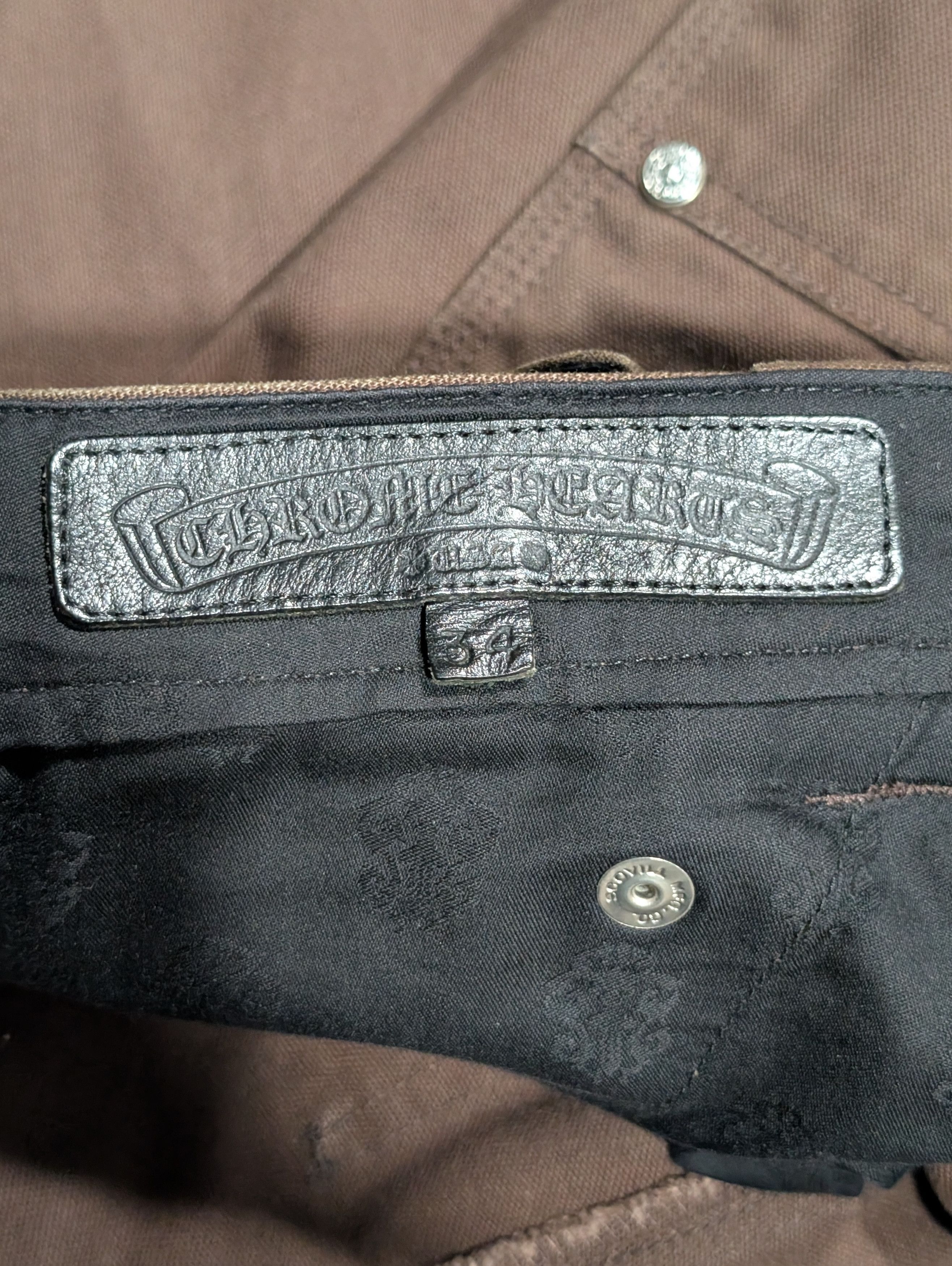 Chrome Hearts Brown Double Knee Cross Patch Carpenter Pants Size US 34 / EU 50 - 3 Thumbnail