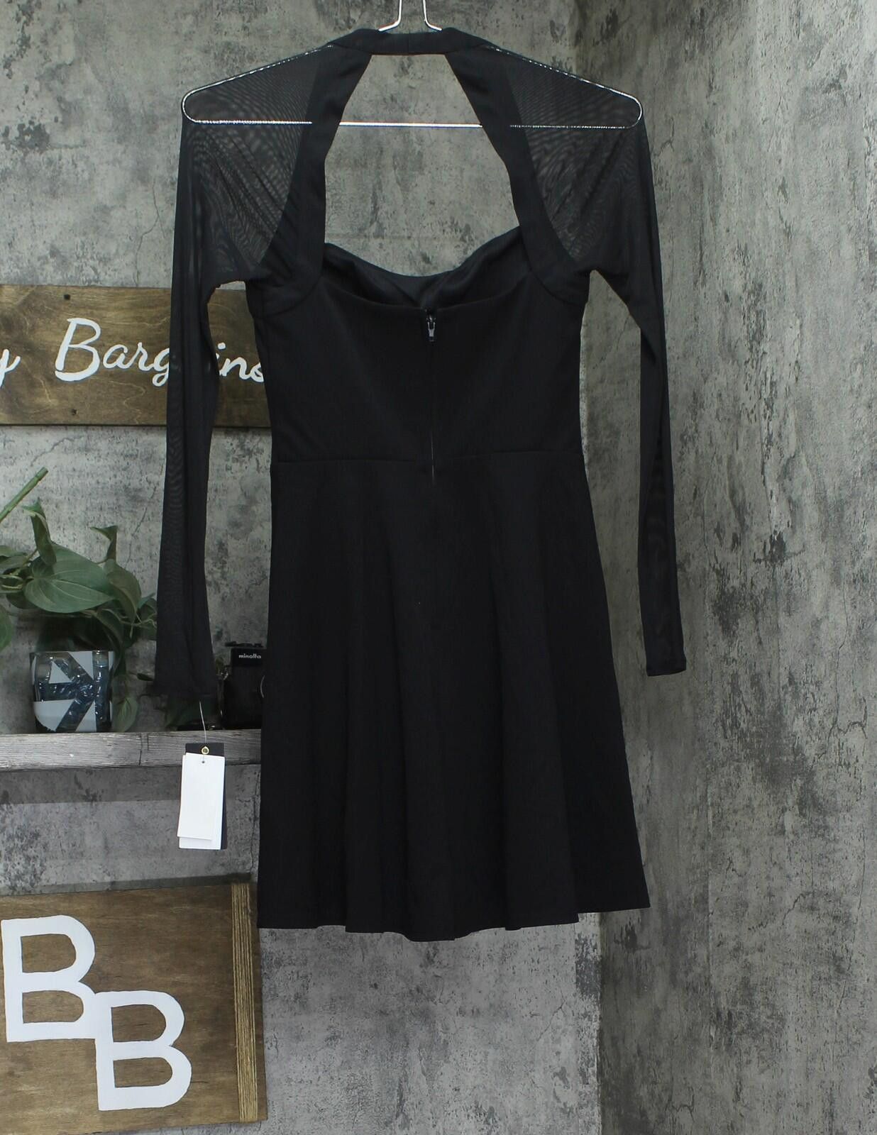 Other Nwt City Studio Sleeve Mesh Fit Flare Skater Dress Black 0 Size XS / US 0-2 / IT 36-38 - 2 Thumbnail