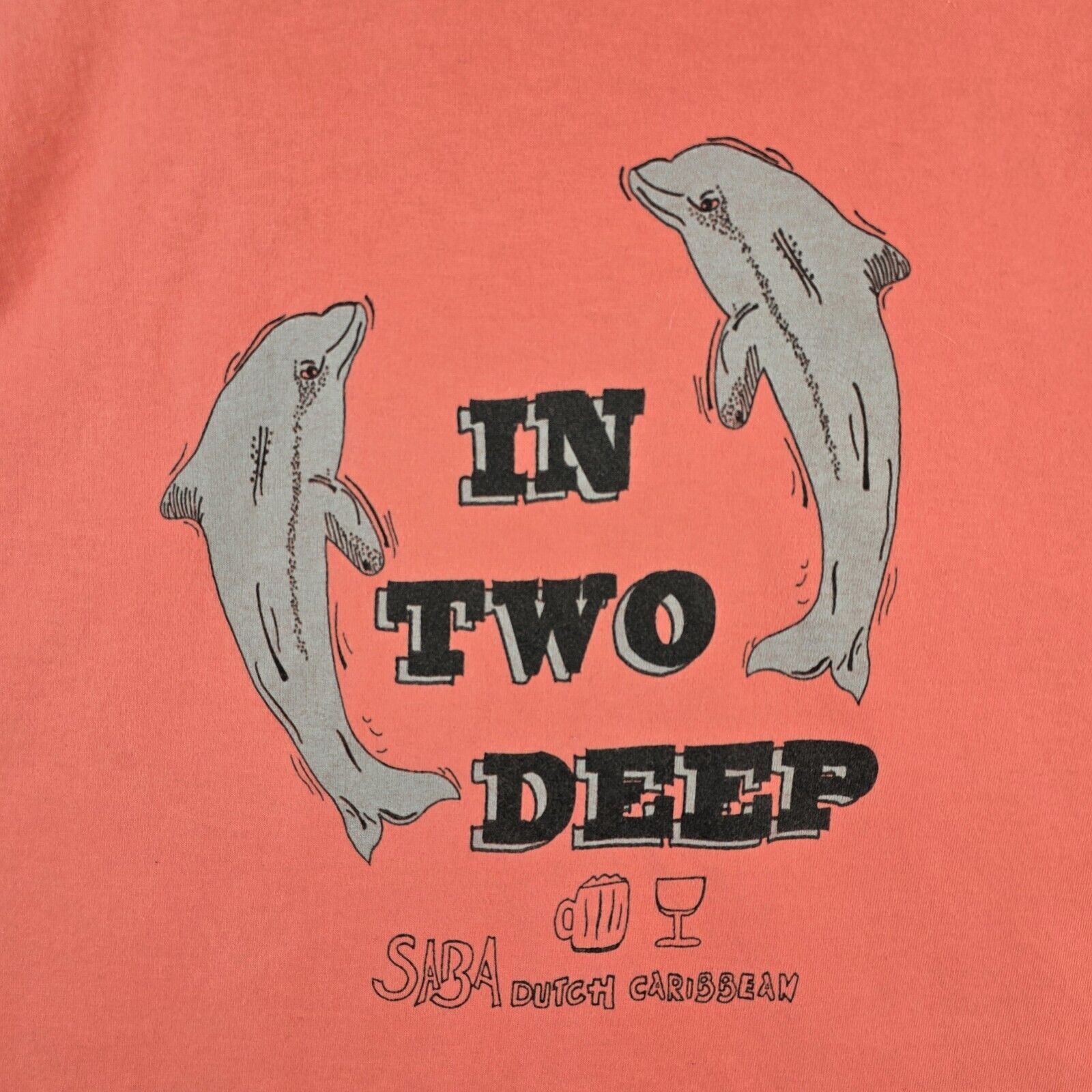 Fruit Of The Loom Vintage Dolphins In Two Deep Shirt XL Saba Dutch Caribbean Size US XL / EU 56 / 4 - 4 Thumbnail