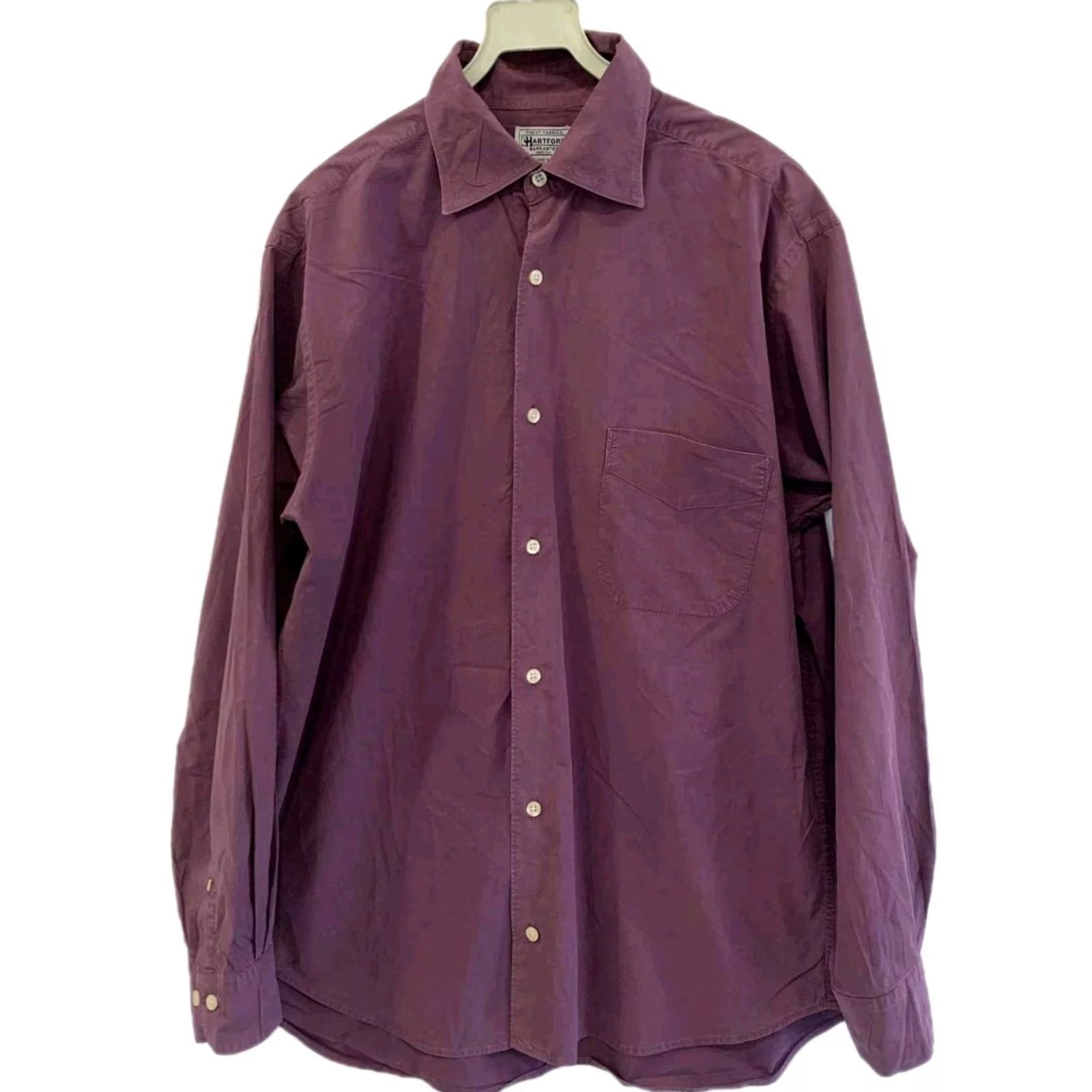 Hartford Hartford Dress Shirt Purple Long Sleeve 100% Cotton Men’s M Size 40R - 2 Thumbnail