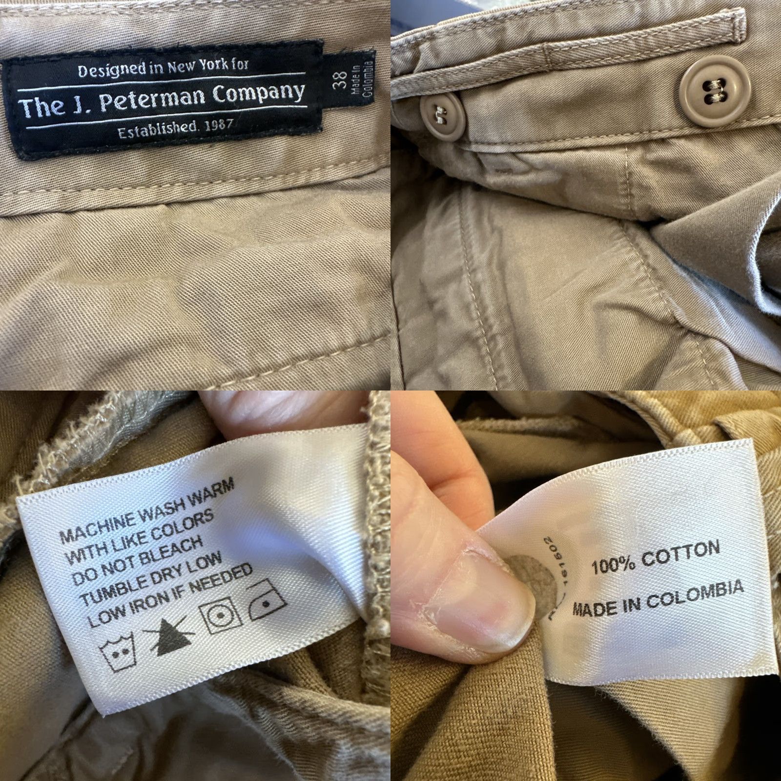 Vintage J. Peterman Company Pants Mens 38 Tan Khaki Chino Cotton Button Fly Suspender Size US 38 / EU 54 - 8 Thumbnail