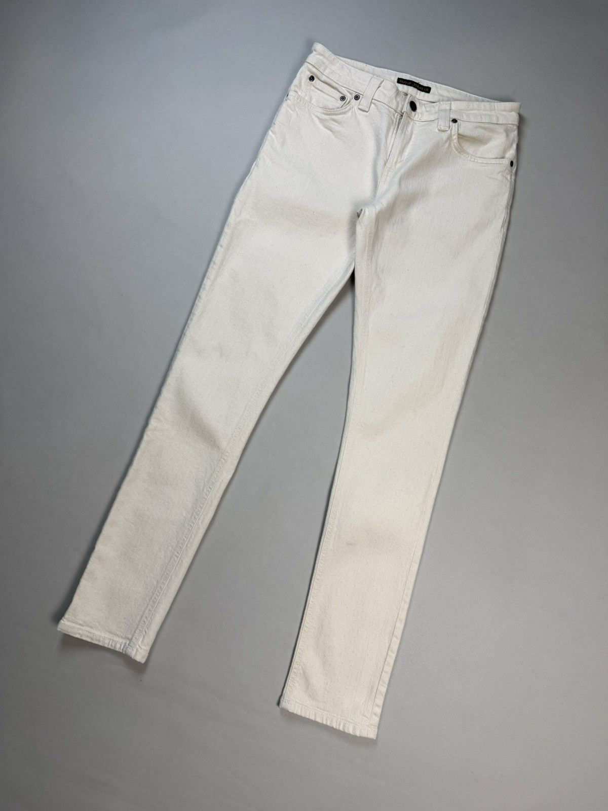 Nudie Jeans Nudie Jeans Co Skinny Lin Ecru Stretch Twill Men’s Jeans Size US 31 - 4 Thumbnail