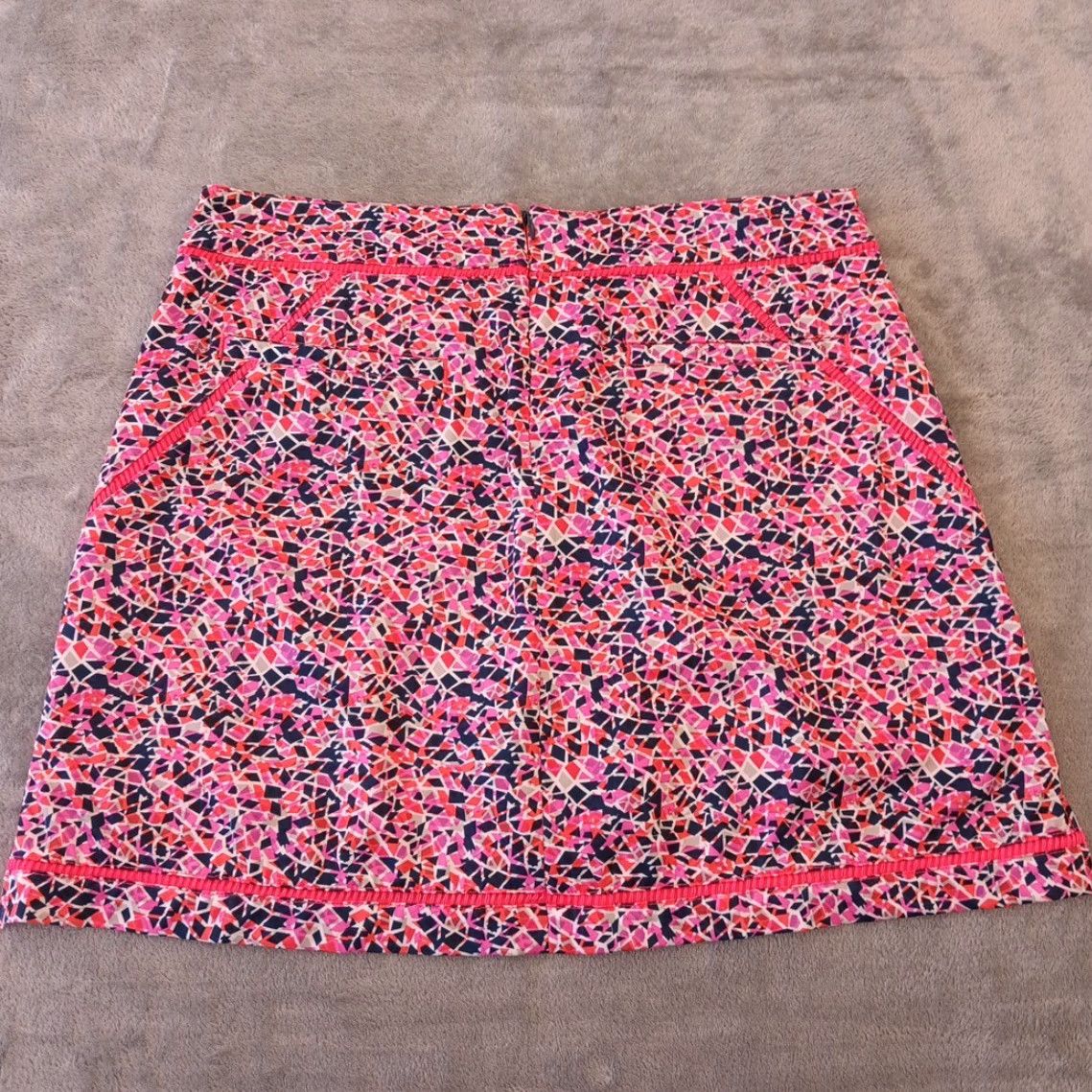 Pinko Lady Hagen Skirt Short Pink Geometric Pockets Zip Size 6 Womens Size 28" / US 6 / IT 42 - 4 Thumbnail