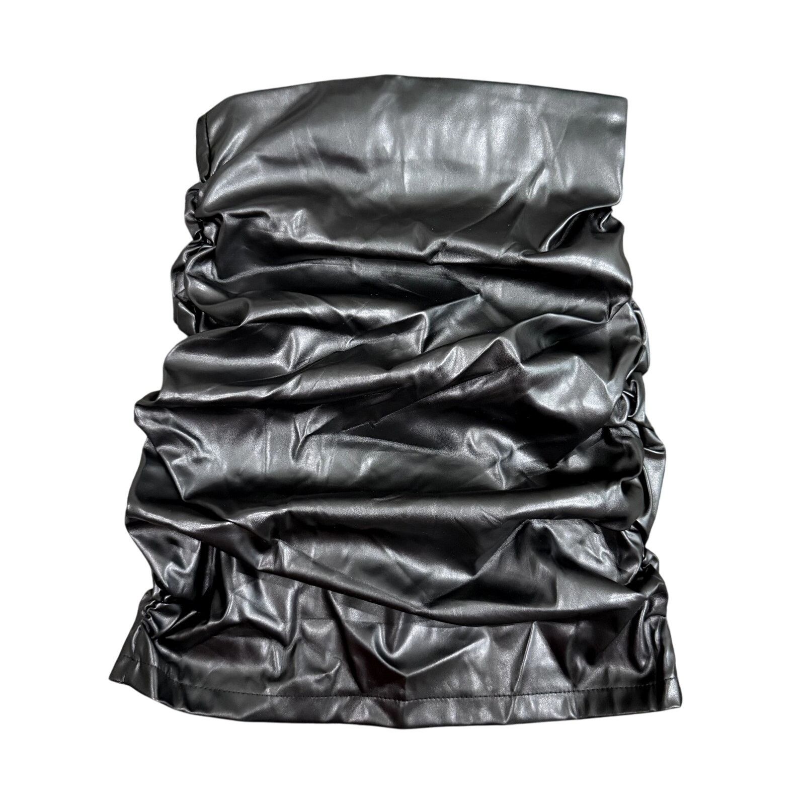 Shein Woman's Ruched Mini Faux Leather Skirt in Black, Size PXS Size 25" / US 0 / IT 36 - 1 Thumbnail