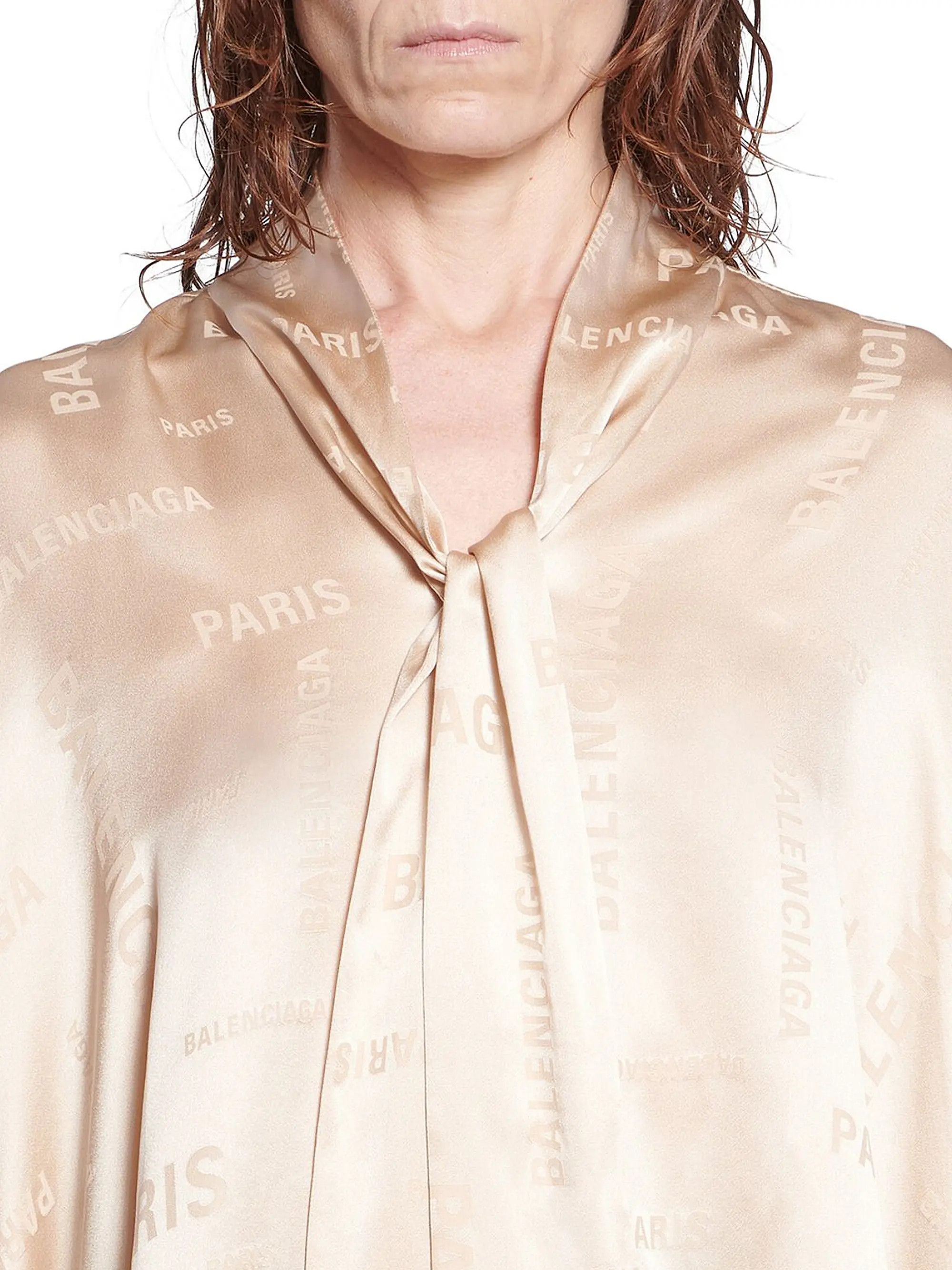 Balenciaga oc11z0825 Bal Paris Allover Vareuse Oversized Blouse Beige Size XS / US 0-2 / IT 36-38 - 6 Thumbnail